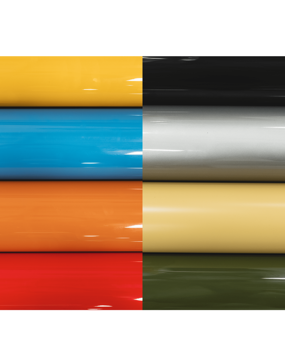 Close-up of stacked ppf color swatch.