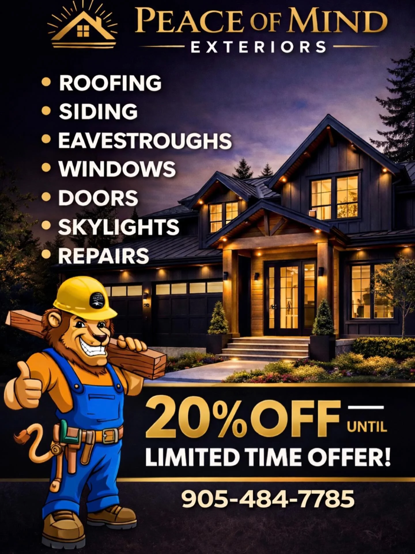 🏠✨ LIMITED TIME &ndash; 20% OFF EXTERIOR RENOVATIONS! ✨🏠

Your home deserves strength. Protection. And real peace of mind.

From roofing and siding to windows, doors, and repairs &mdash; our team delivers premium workmanship backed by warranty acro