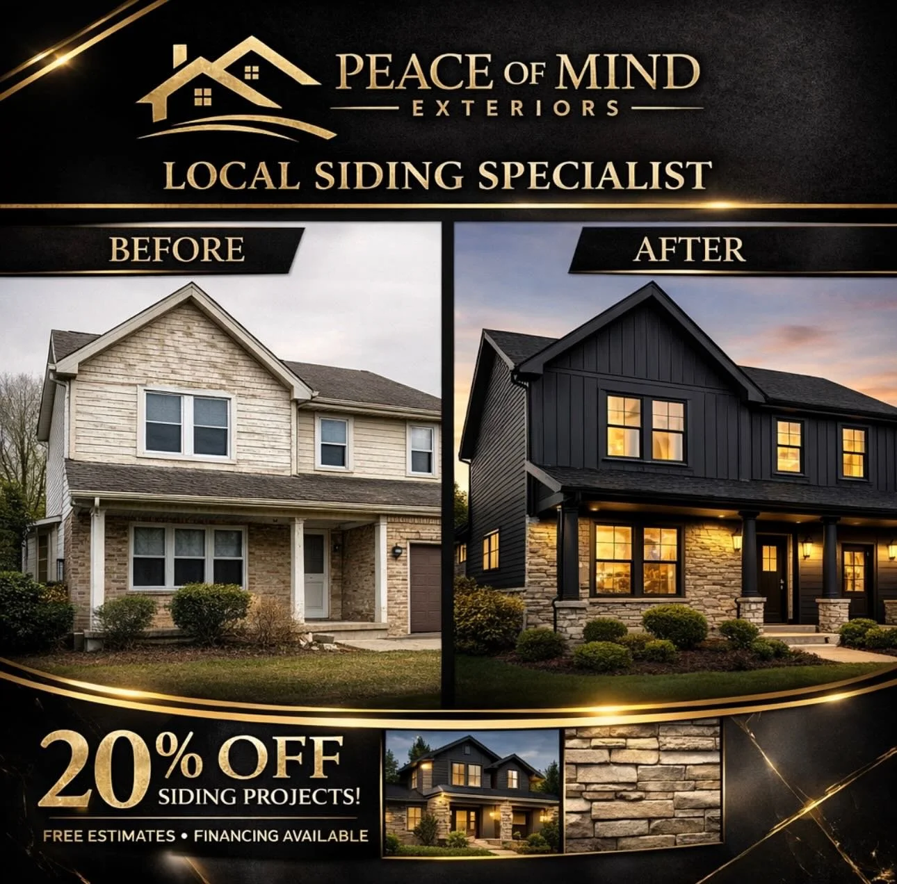 ✨ LOCAL SIDING SPECIALIST ✨
Transform your home with premium exterior siding installed by professionals who care about every detail.

From outdated and worn&hellip;
To bold, modern, and built to last.

🏡 Before &amp; After Results That Speak for The