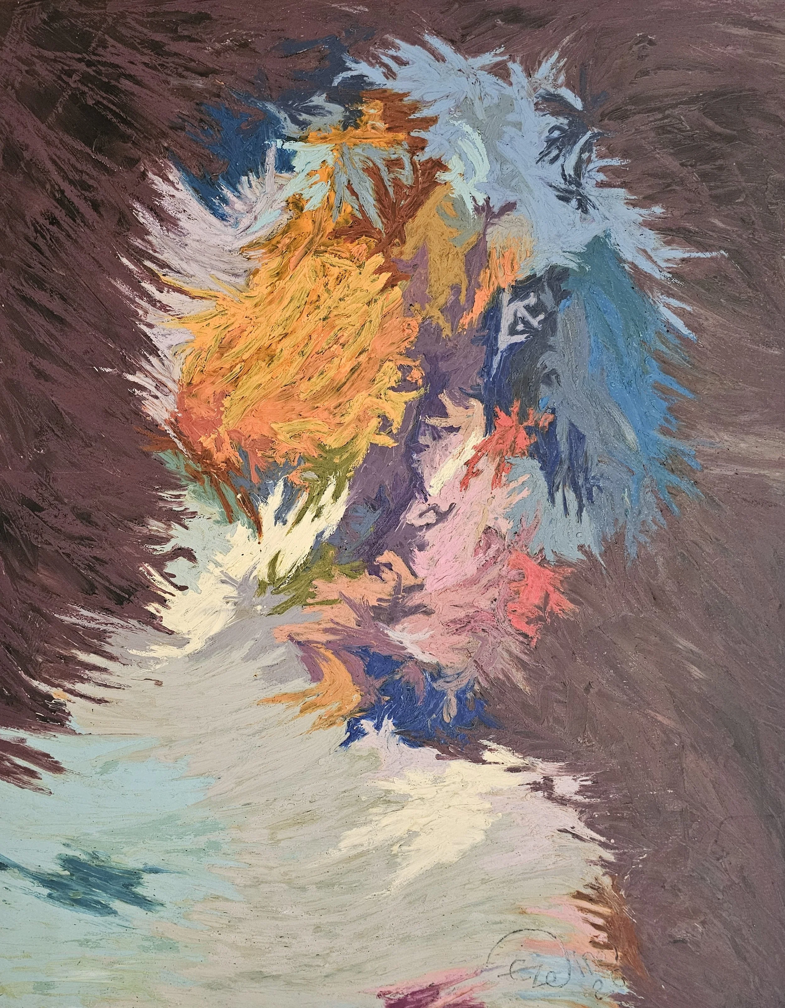"before time decides", 2025. Oilsticks on canvas,  42 x 54 inches