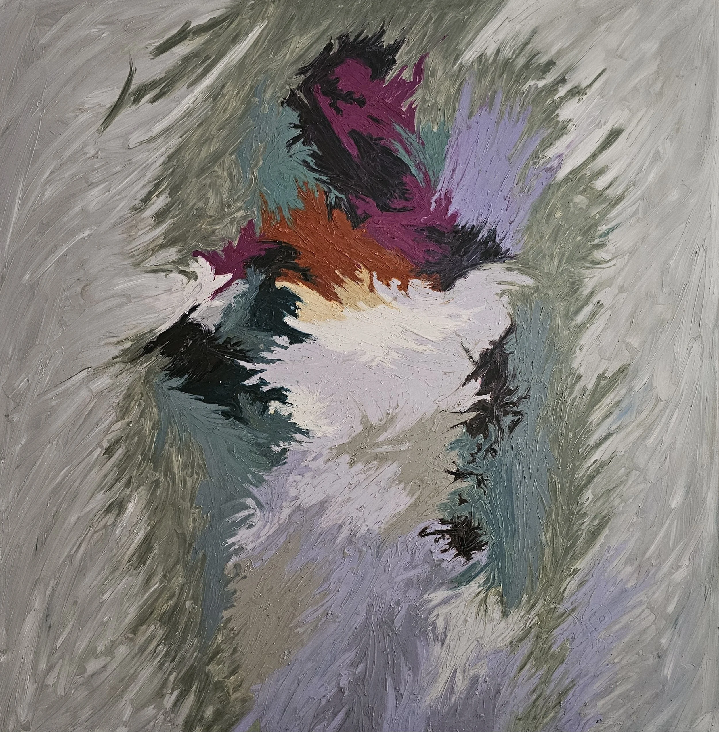 "Shakara" , 2026. Oilsticks on canvas,  54 x 54 inches 