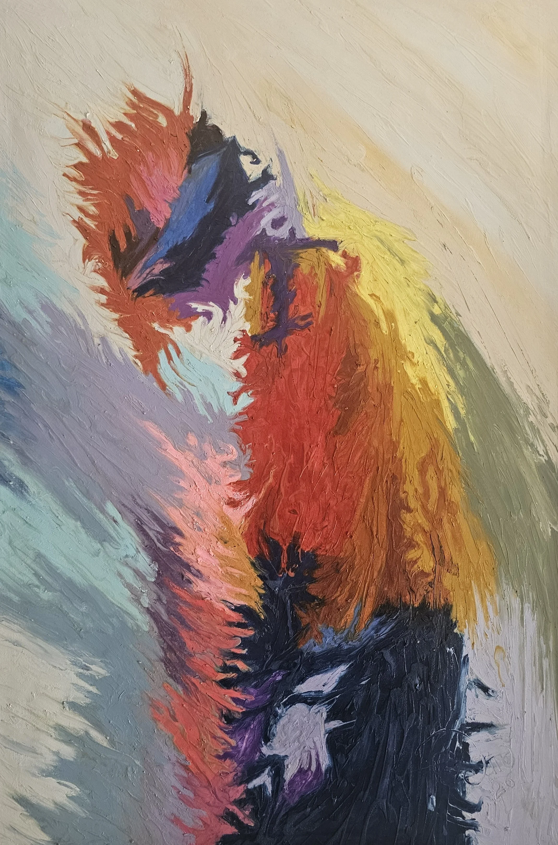 "Back to senses", 2026. Oilsticks on canvas,  24 x 36 inches 