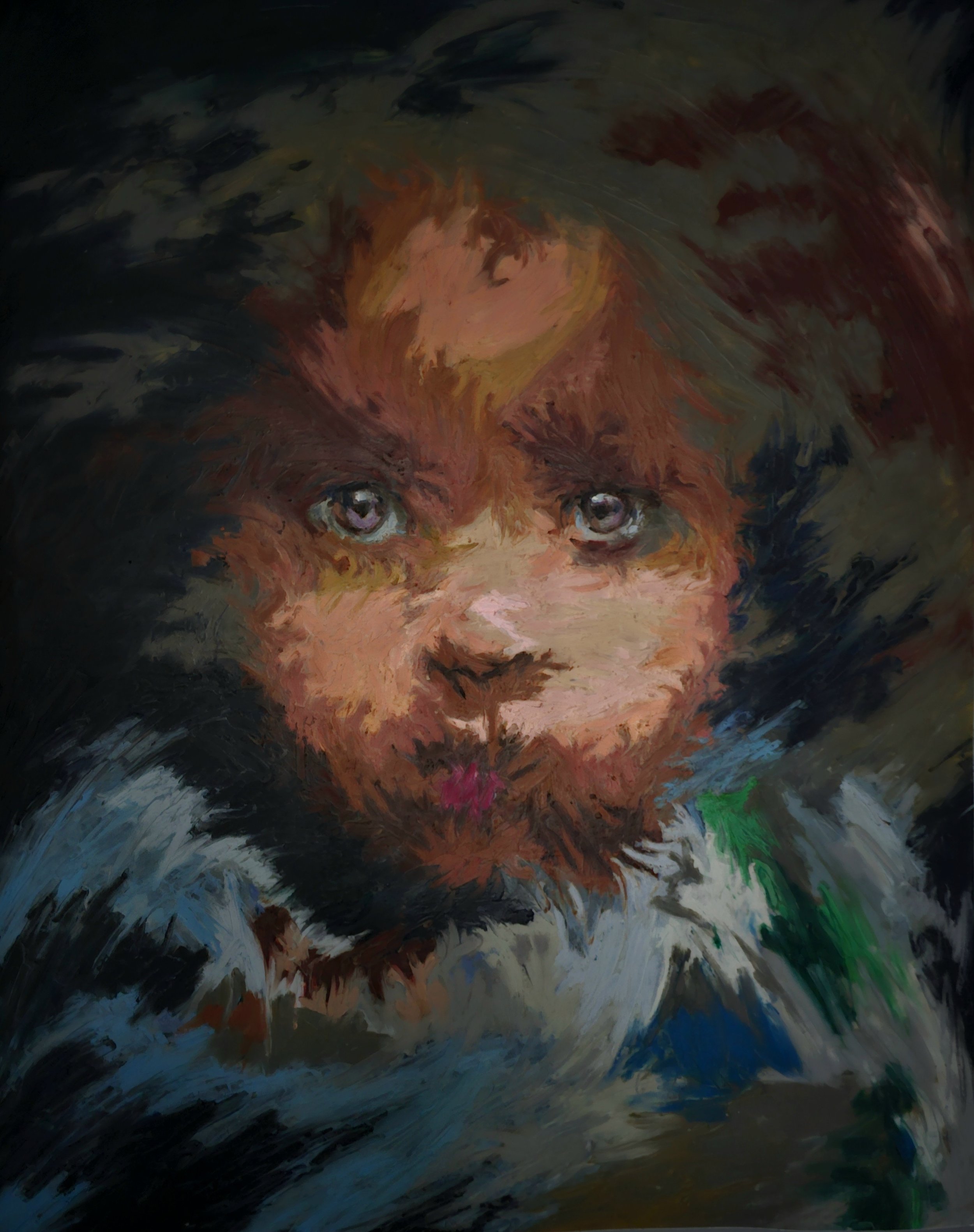 "Mixed blood" , 2025. Oilsticks on canvas,  54 x 43 inches 