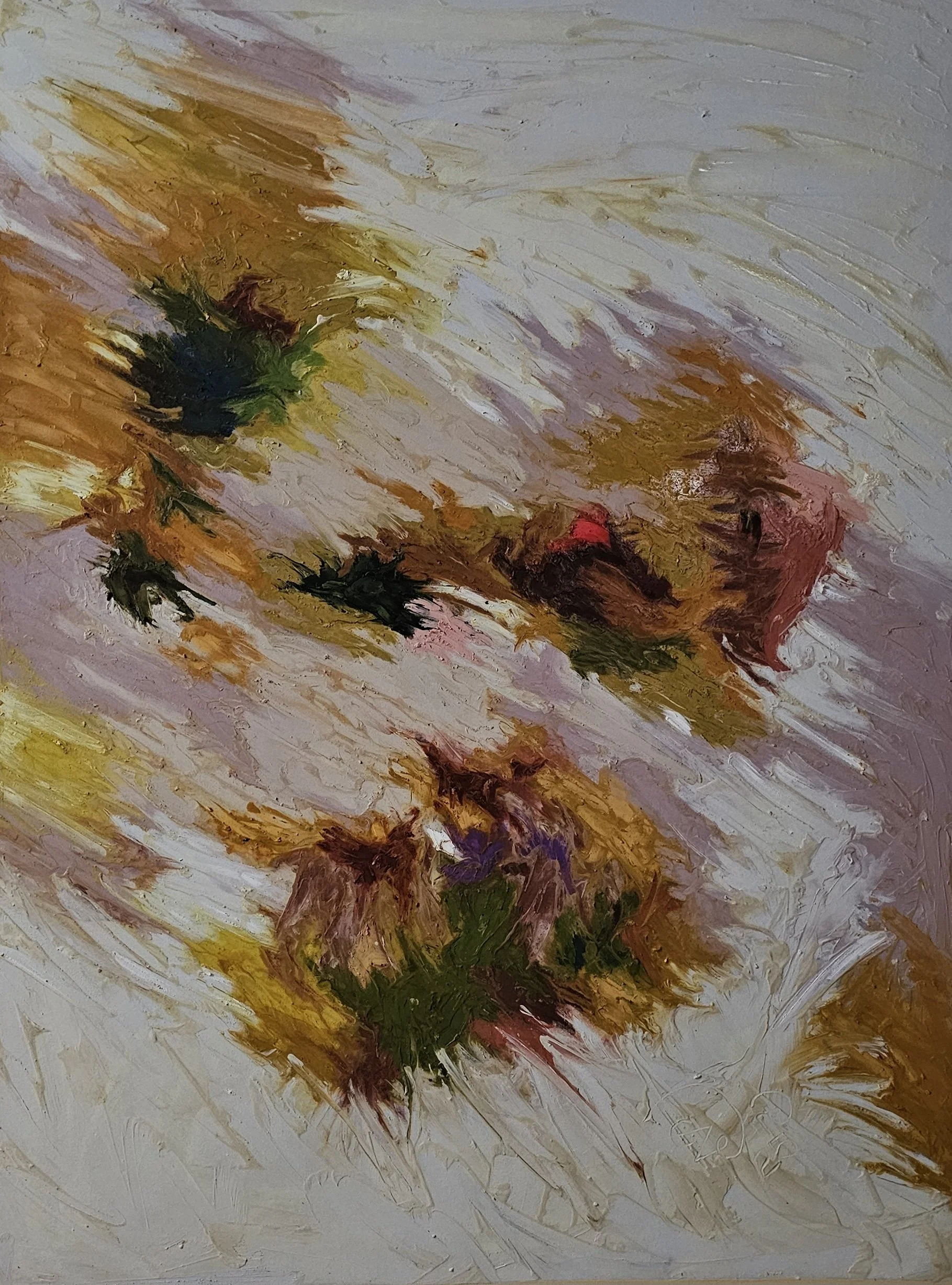 “Nwata nwoke” (The boy child) , 2025. Oil sticks on canvas, 121 x 91 cm or 48 x 36 inches