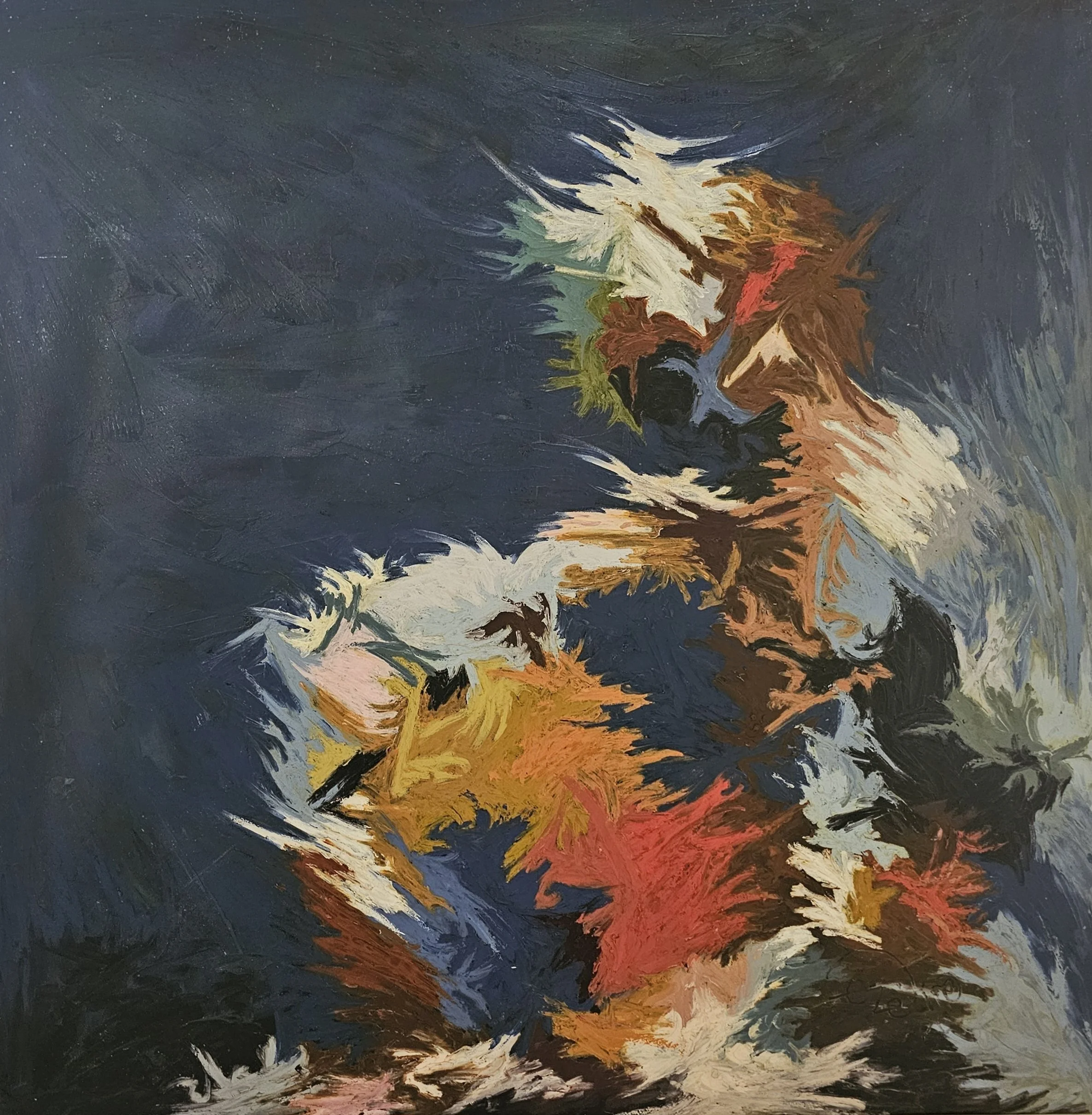 "The rest between, 2026. Oilsticks on canvas,  54 x 54 inches 