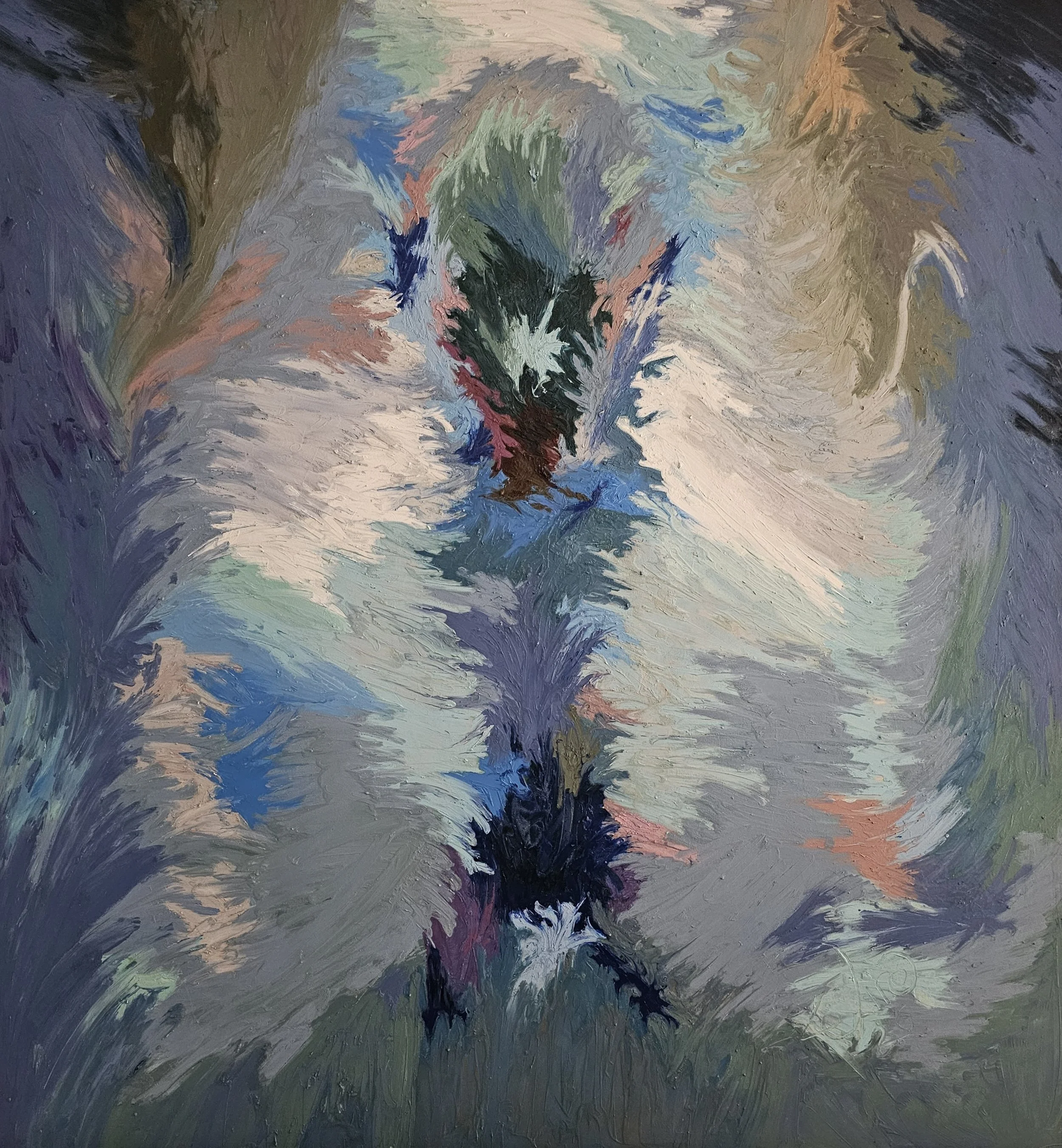 "When the spirit prays" , 2026. Oilsticks on canvas,  54 x 54 inches 