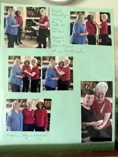  collection of pix of Valerie Ryan pinning new members Valerie Menezes and Maureen Ringer, and Sandra Grant getting her years of service pin. This was in March 2026. 