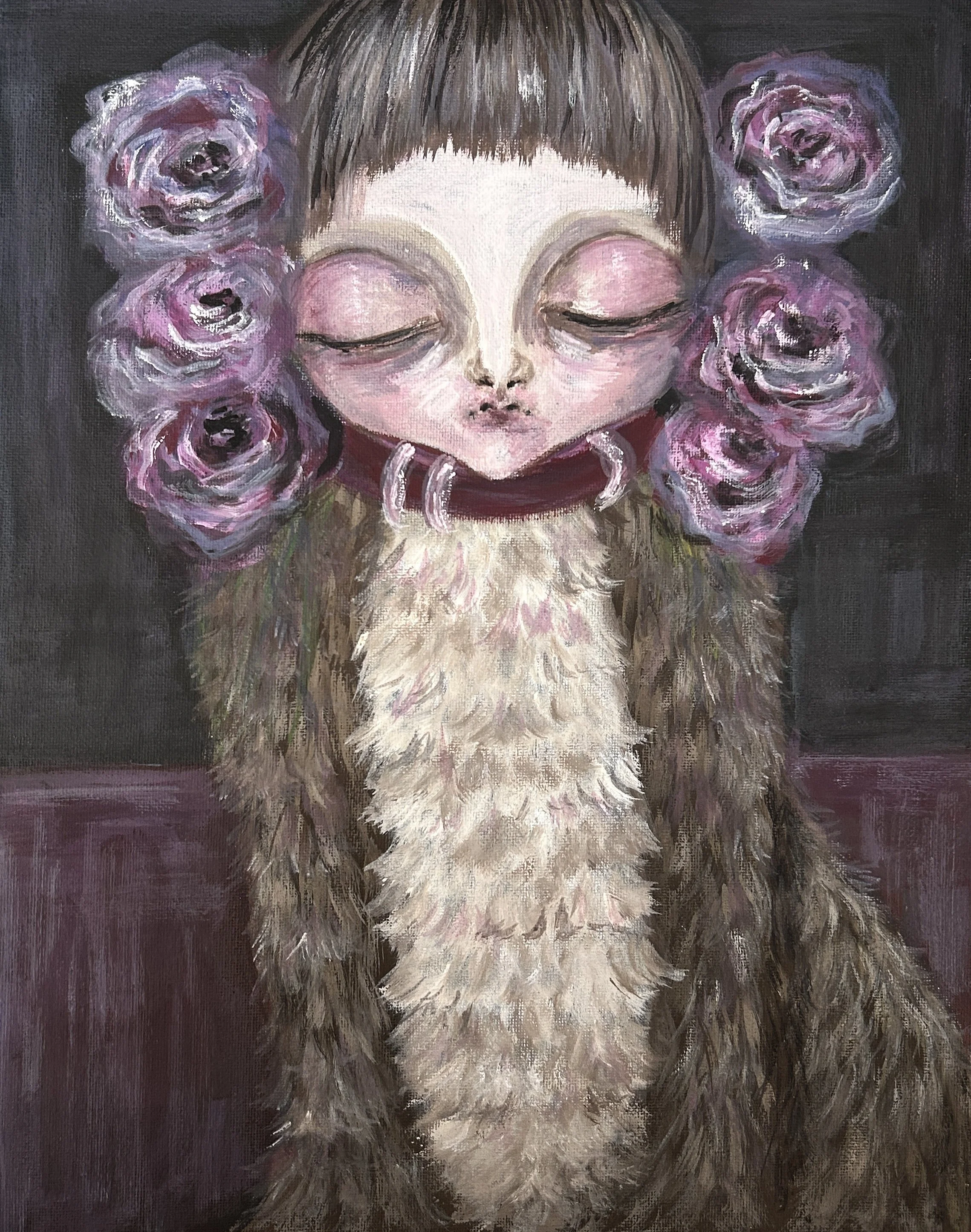 "velvet collar"   
gouache and acrylic on 8x10 panel