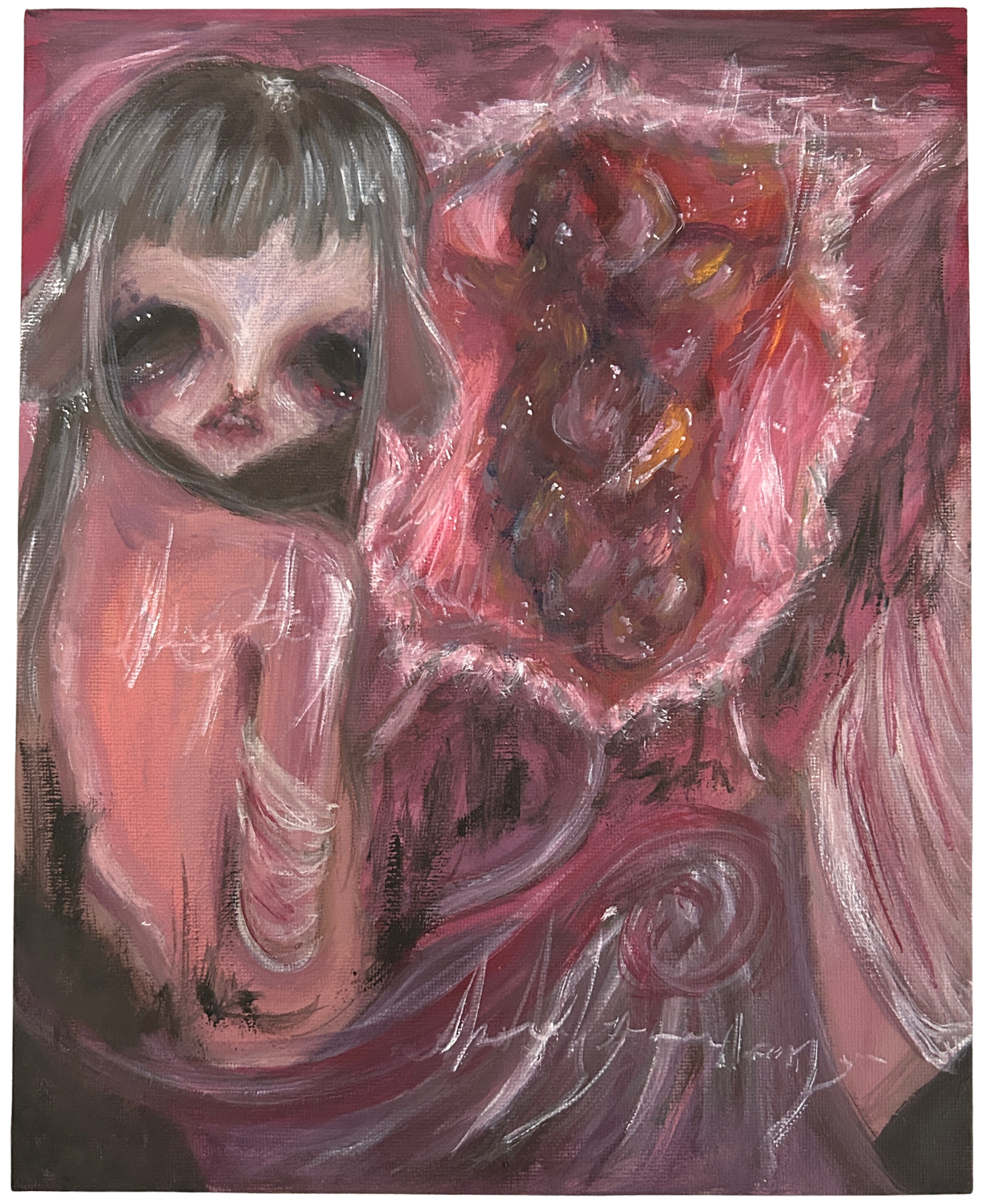 "ratgirl"   
gouache on 8x10 panel 
