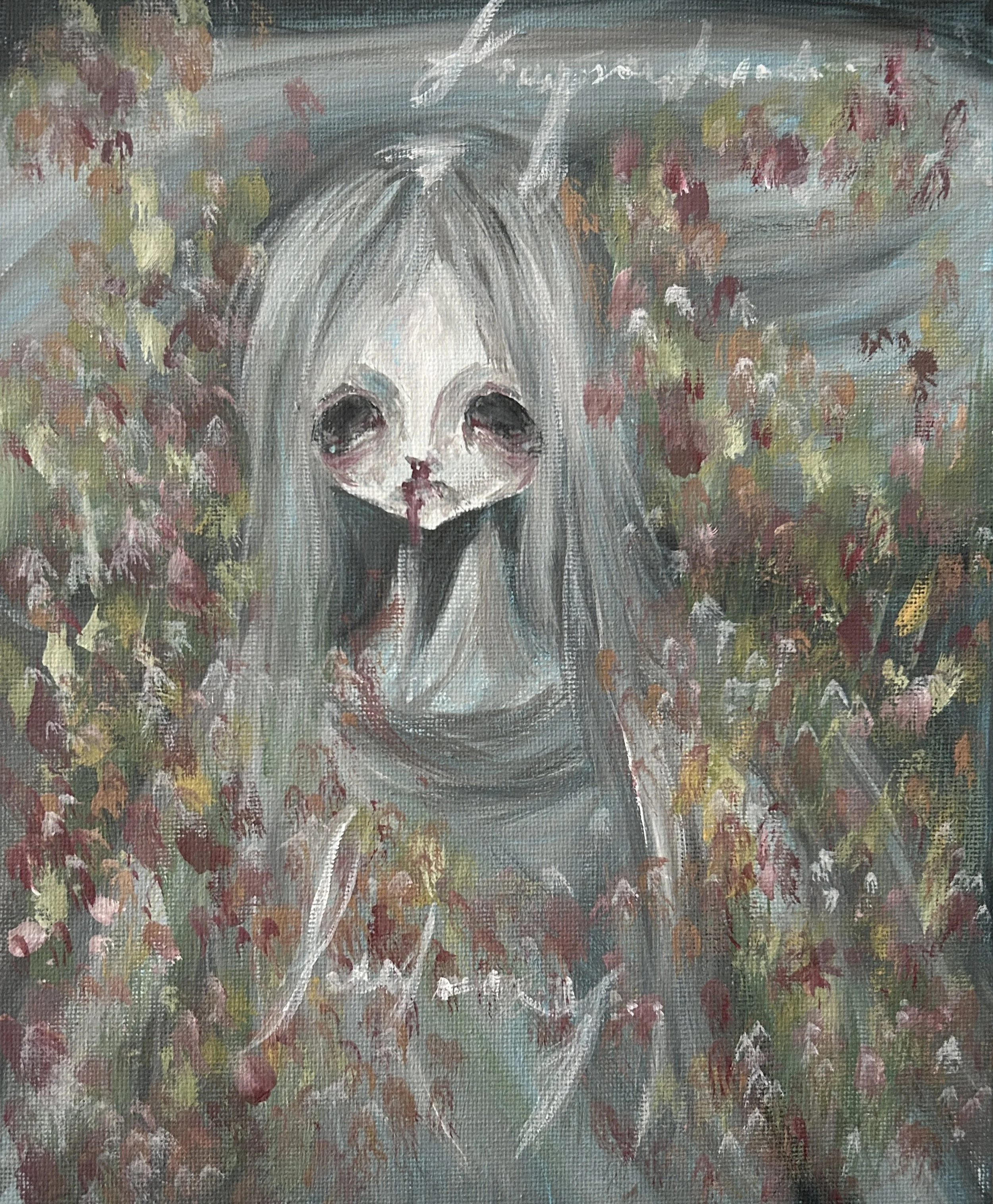 "compostage"   
gouache and acrylic on 8x10 panel 