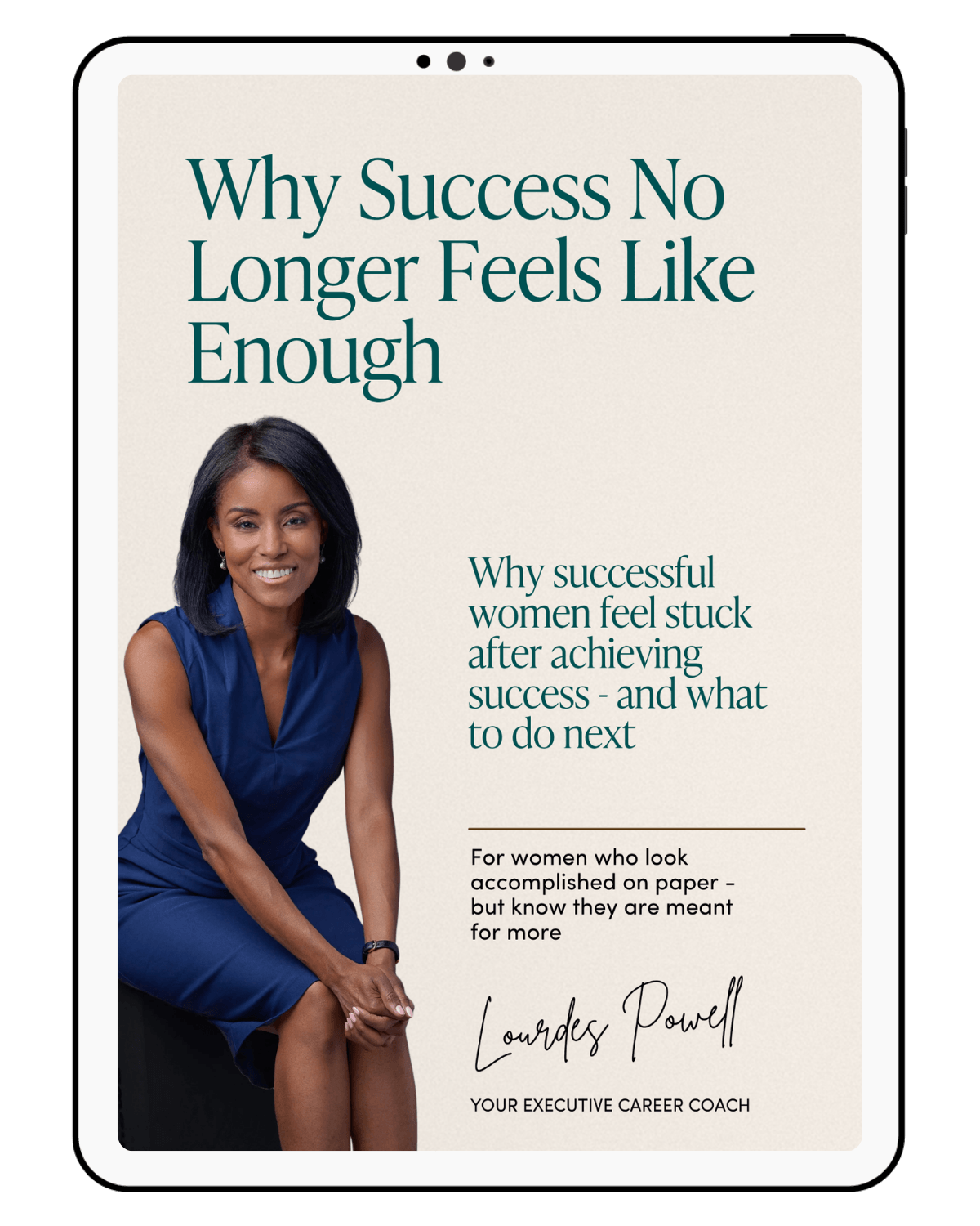 Free PDF Download titled "Why Success No Longer Feels Like Enough" by Lourdes Powell, an executive career coach.