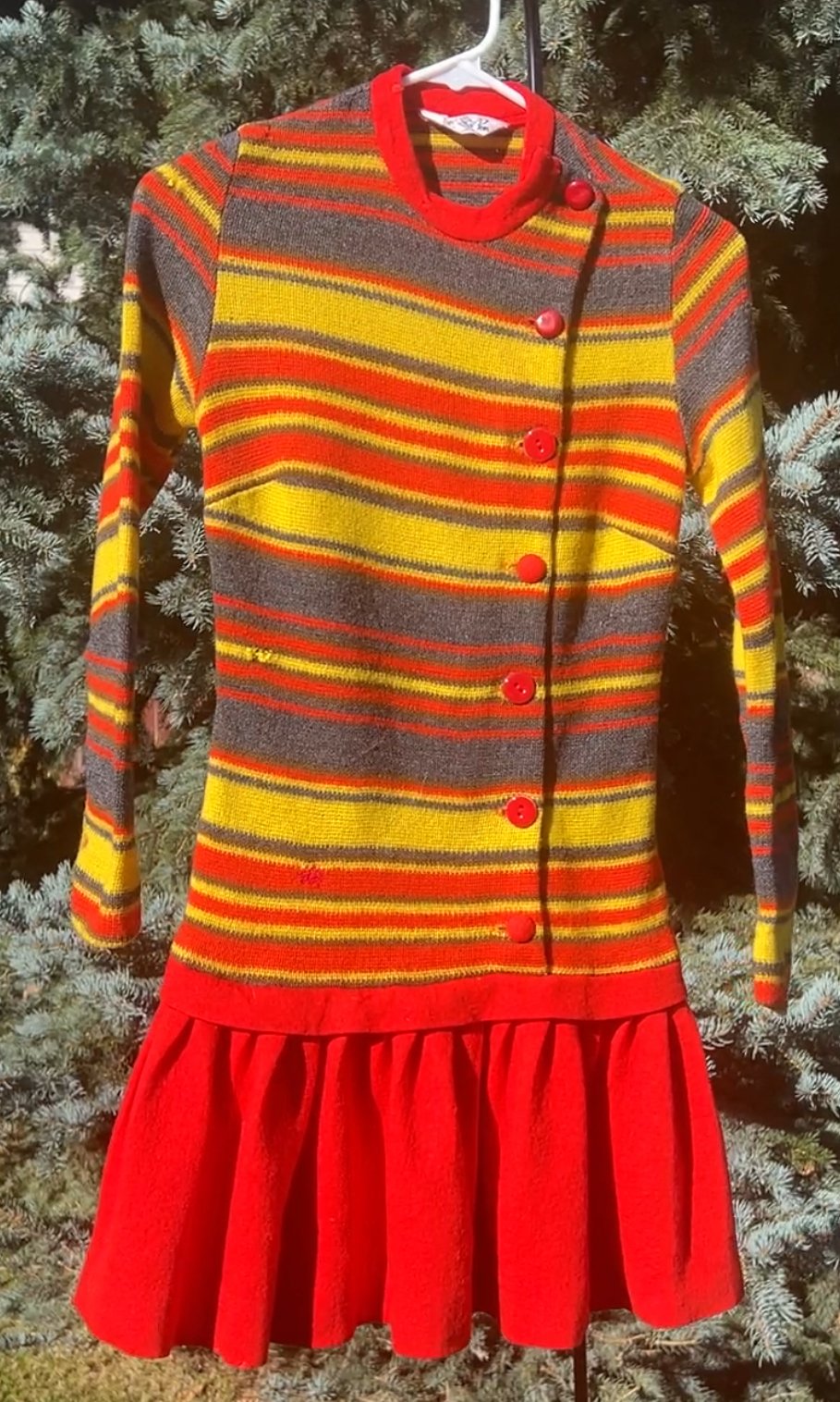 Vintage Pom Pom Wool Dress