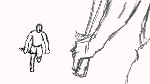 Rough Key frame animation of sword thrust