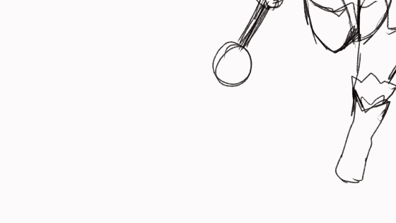 Rough animation swinging mace