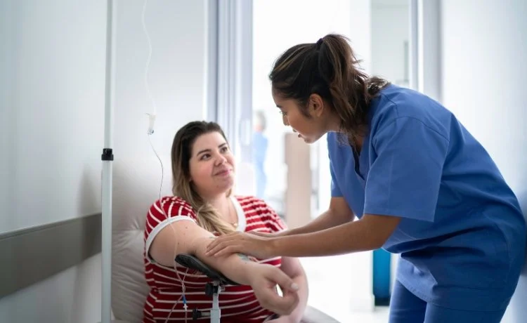 A woman in chair receiving a Ketamine IV, one of the treatment-resistant anxiety therapies near Historic Westside, Las Vegas, NV.
