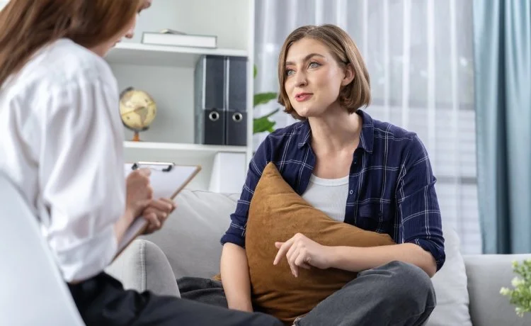 A female patient having a psychotherapy session as part of Downtown Las Vegas treatments for mood disorders.