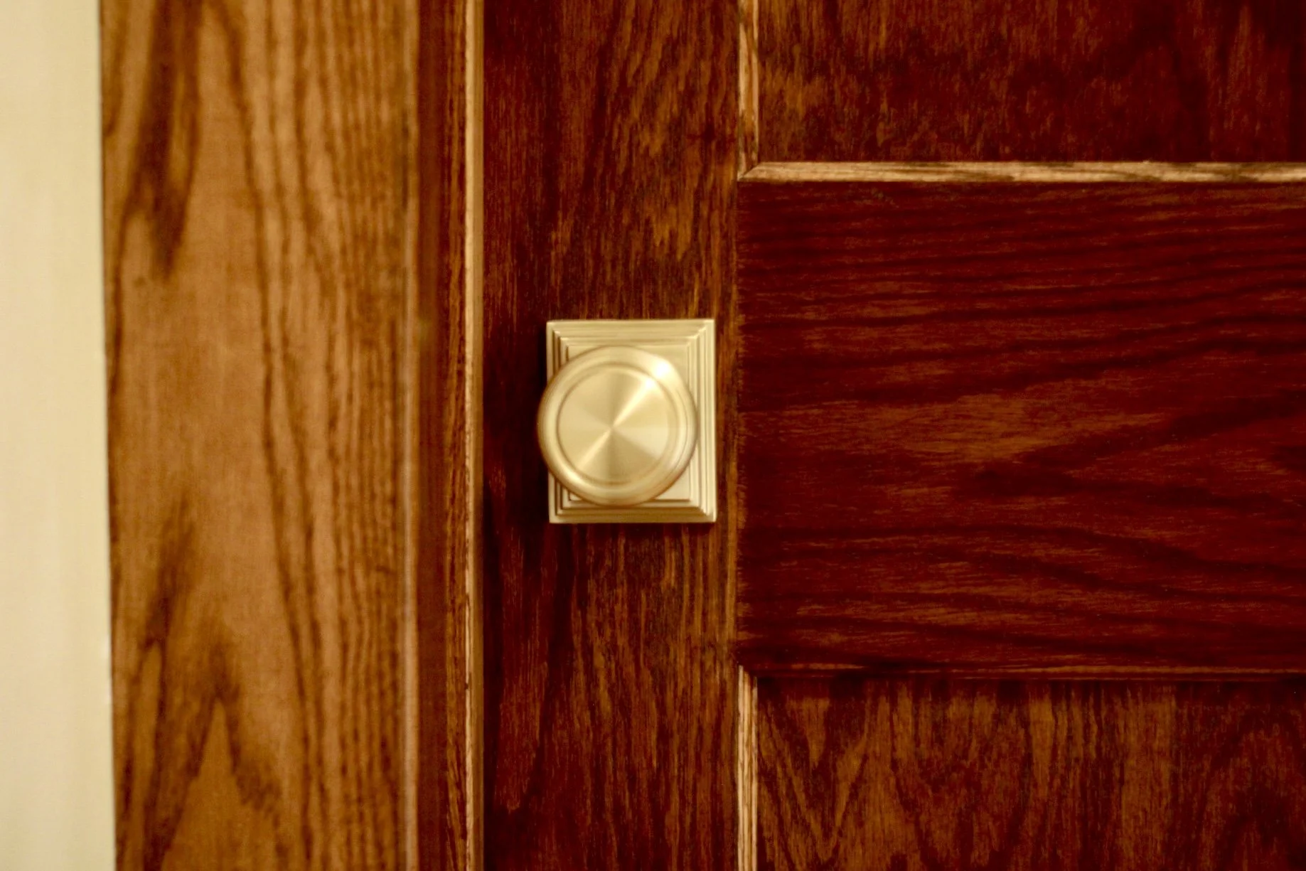 Beautiful interior stain and door-knob fixture.