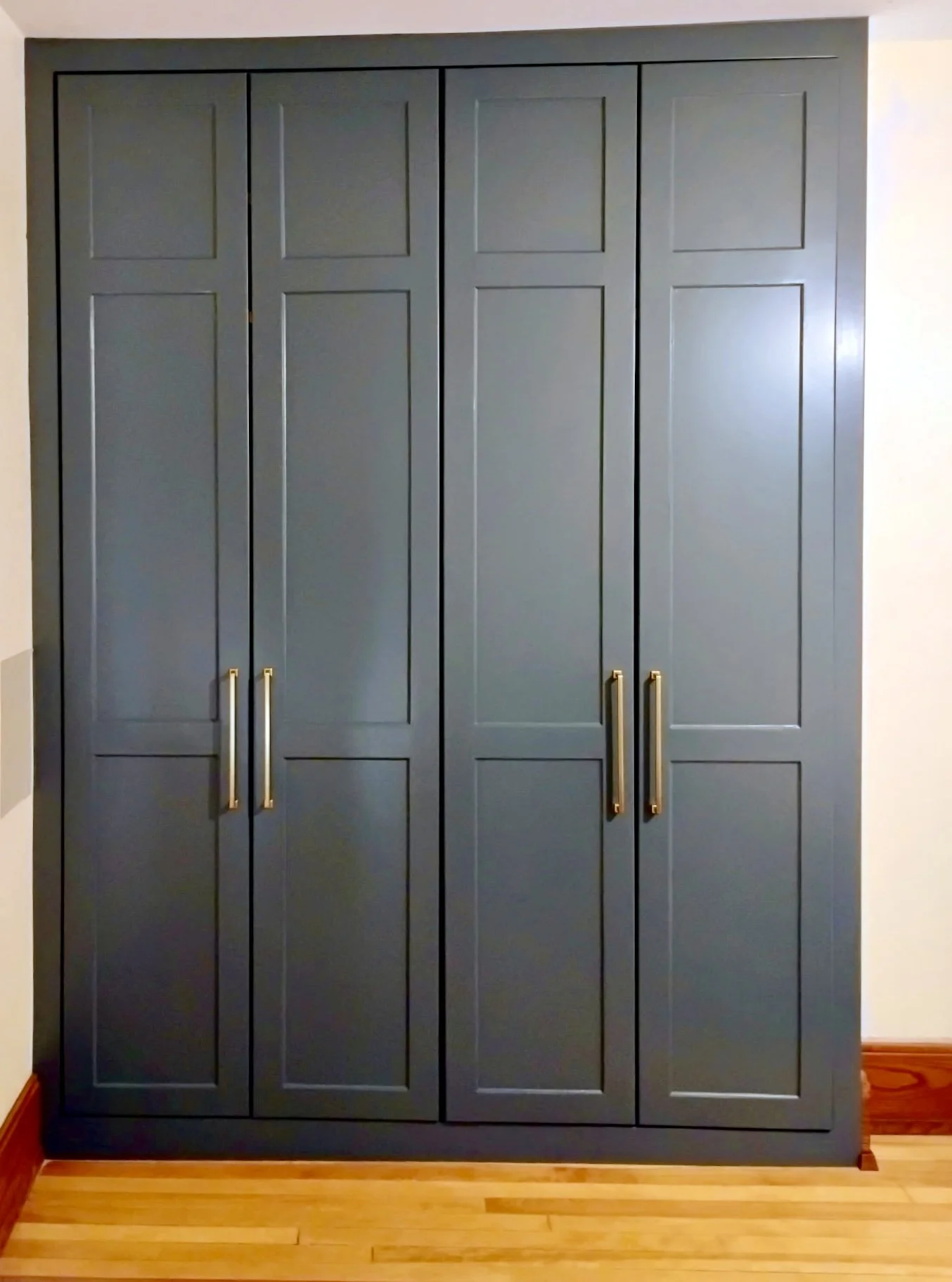 Custom built cabinets with hand-made doors 