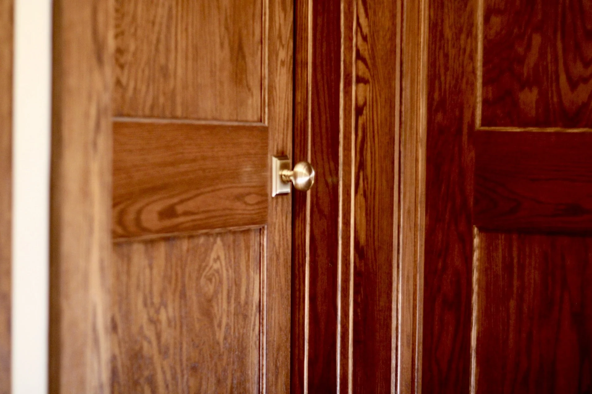 Trimmed and stained interior doors