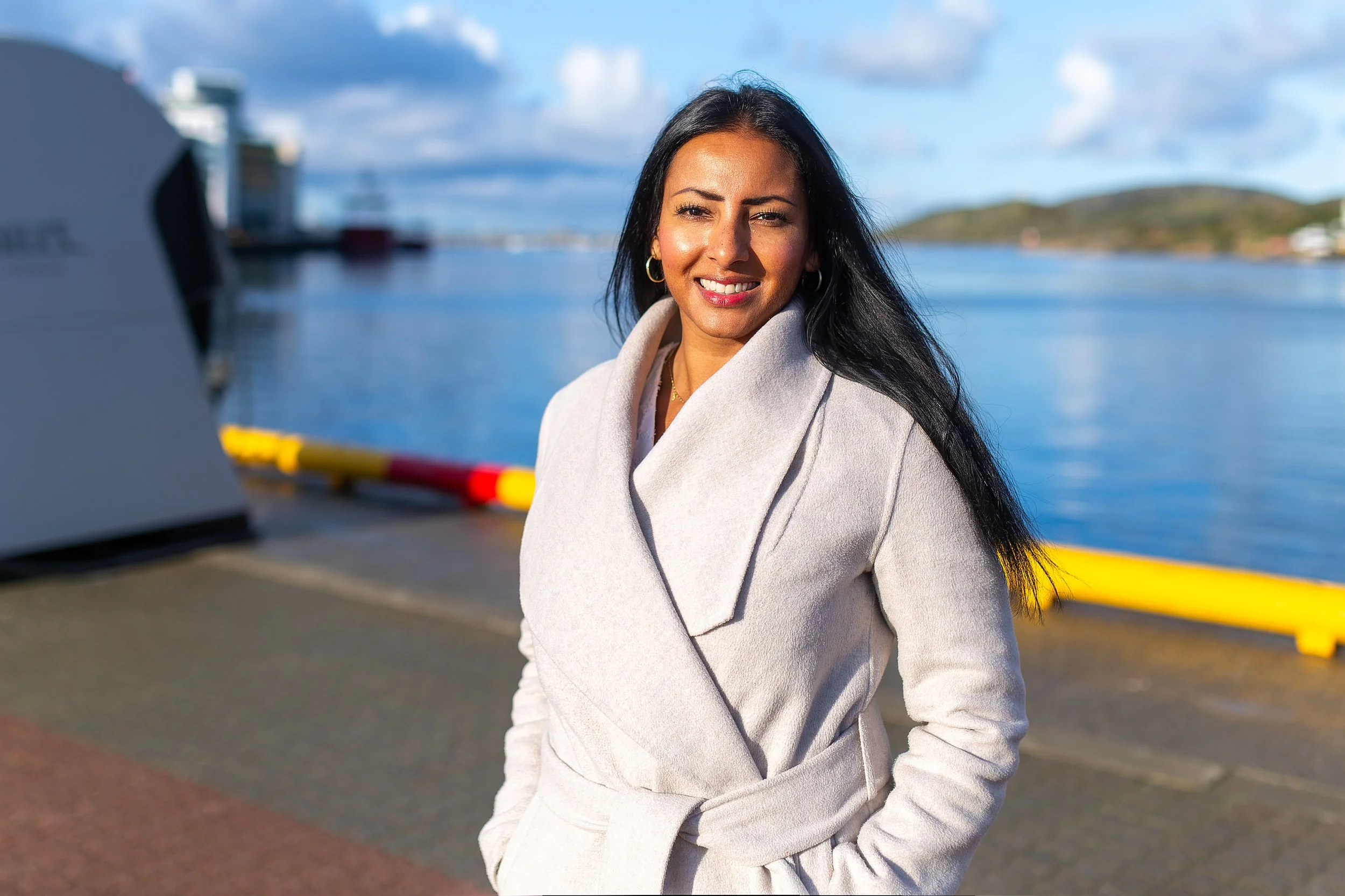 Rakel Hunstad, daglig leder i Fjuel Bodø, på kaia i Bodø havn
