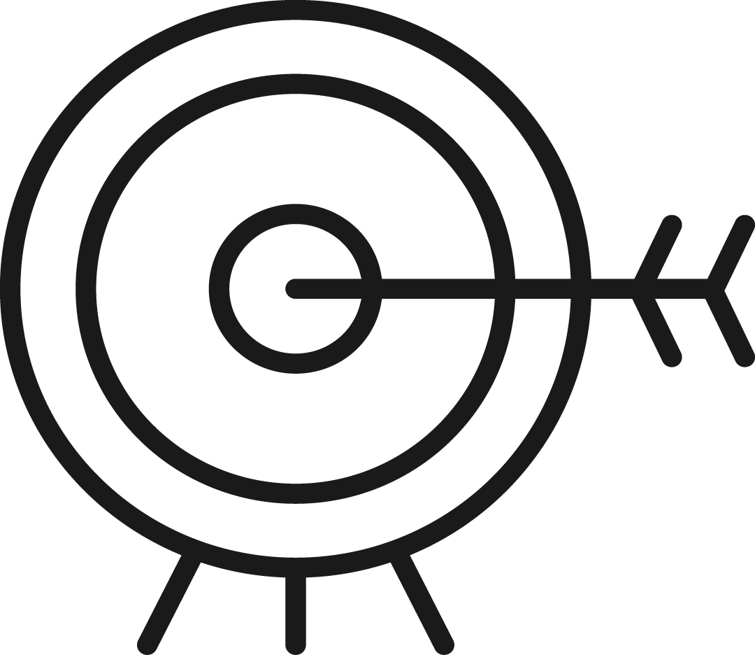 Ein Icon für Optimierung - Ein Pfeil der eine Zielscheibe trifft.