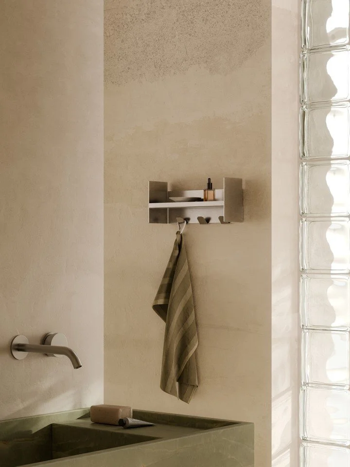 Mensola in acciaio, design industriale, per il bagno