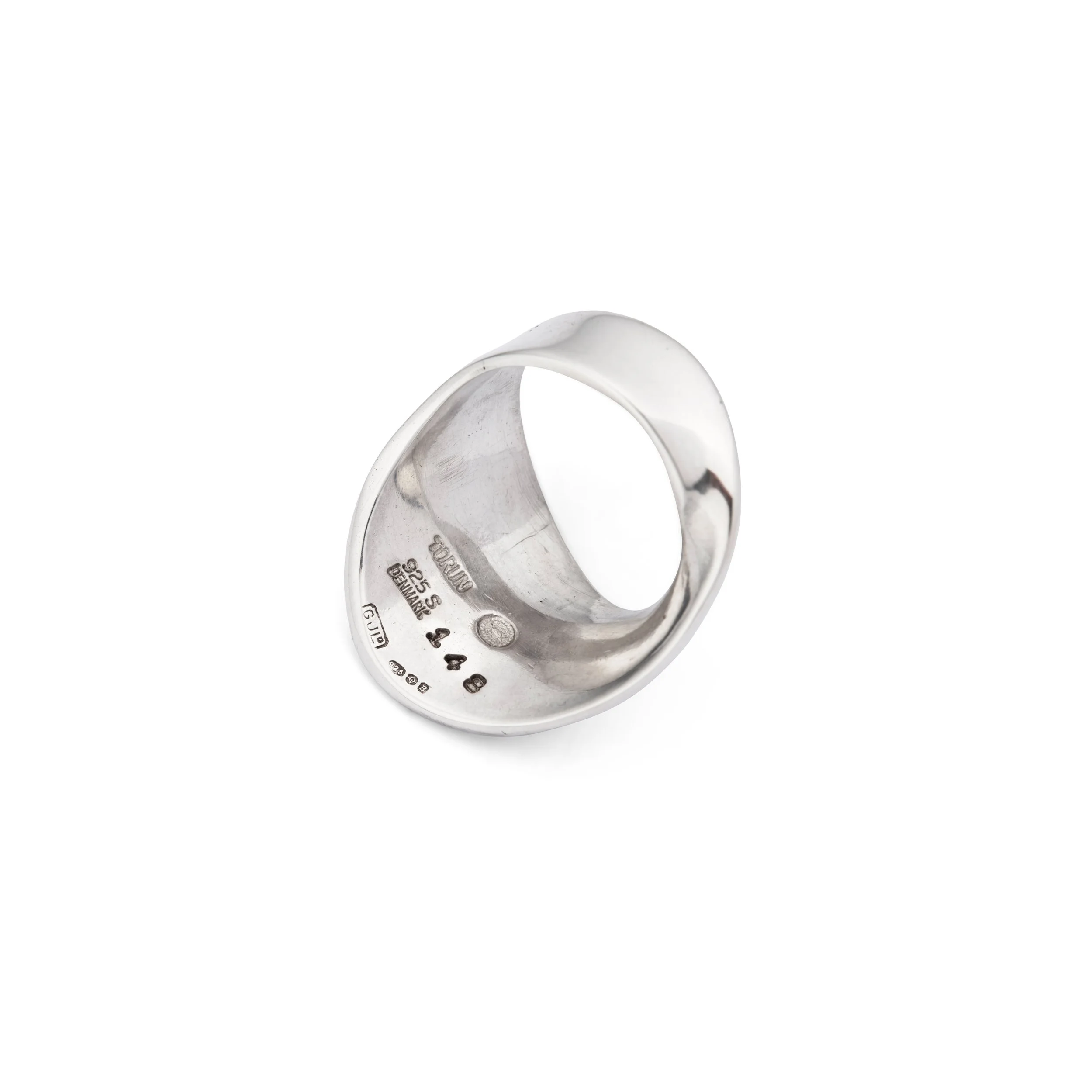 ‘Möbius’ silver ring by Georg Jensen, Denmark, 1976, designed by Vivianna Torun Bülow-Hübe - marks