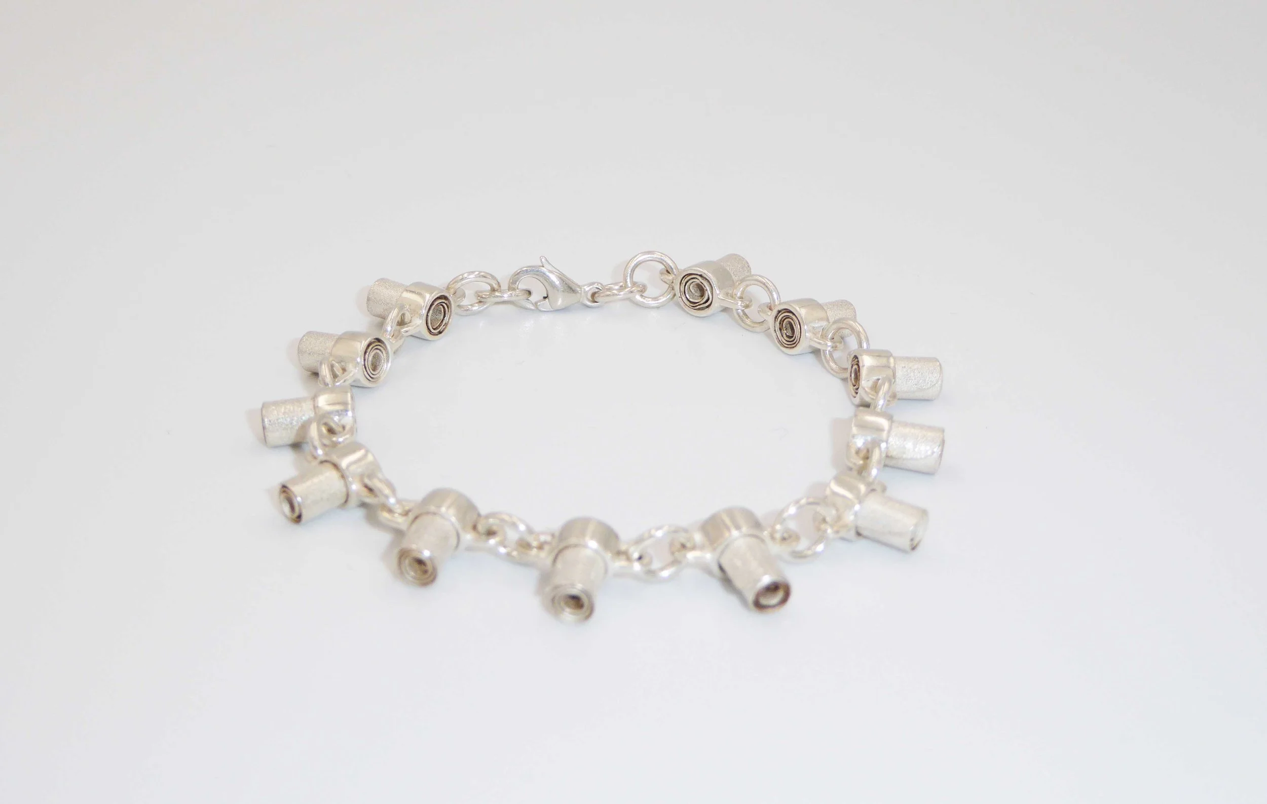 Silver bracelet by Petra Bishai, London, hallmarked London, 2001 - side