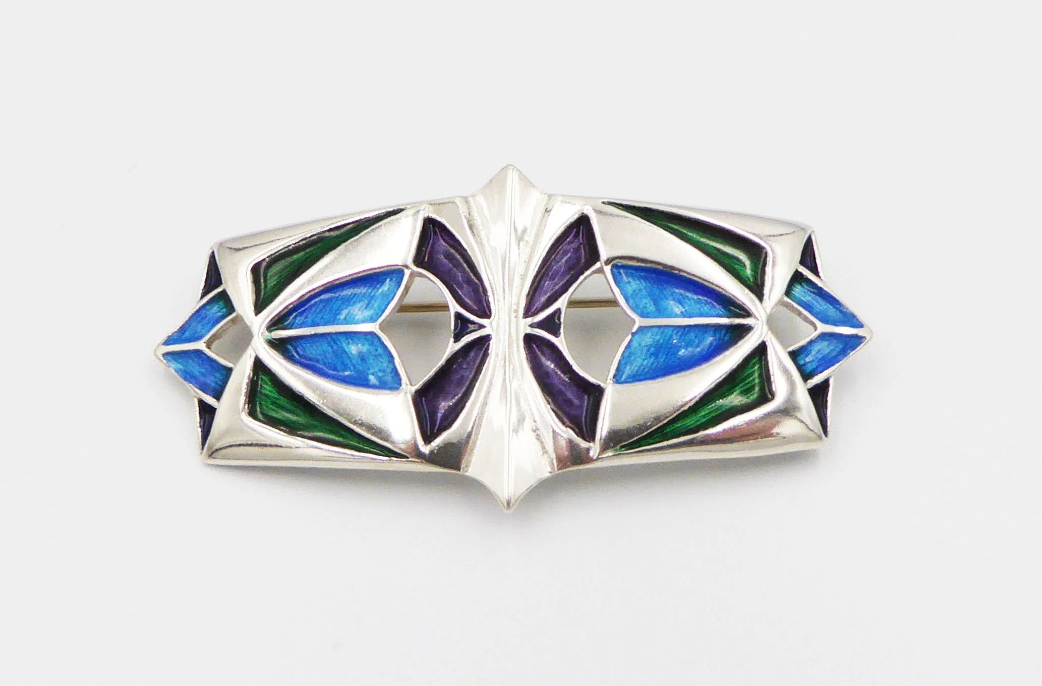 Sliver and Enamel Art Deco Inspired Brooch by Pat Cheney, Argyll