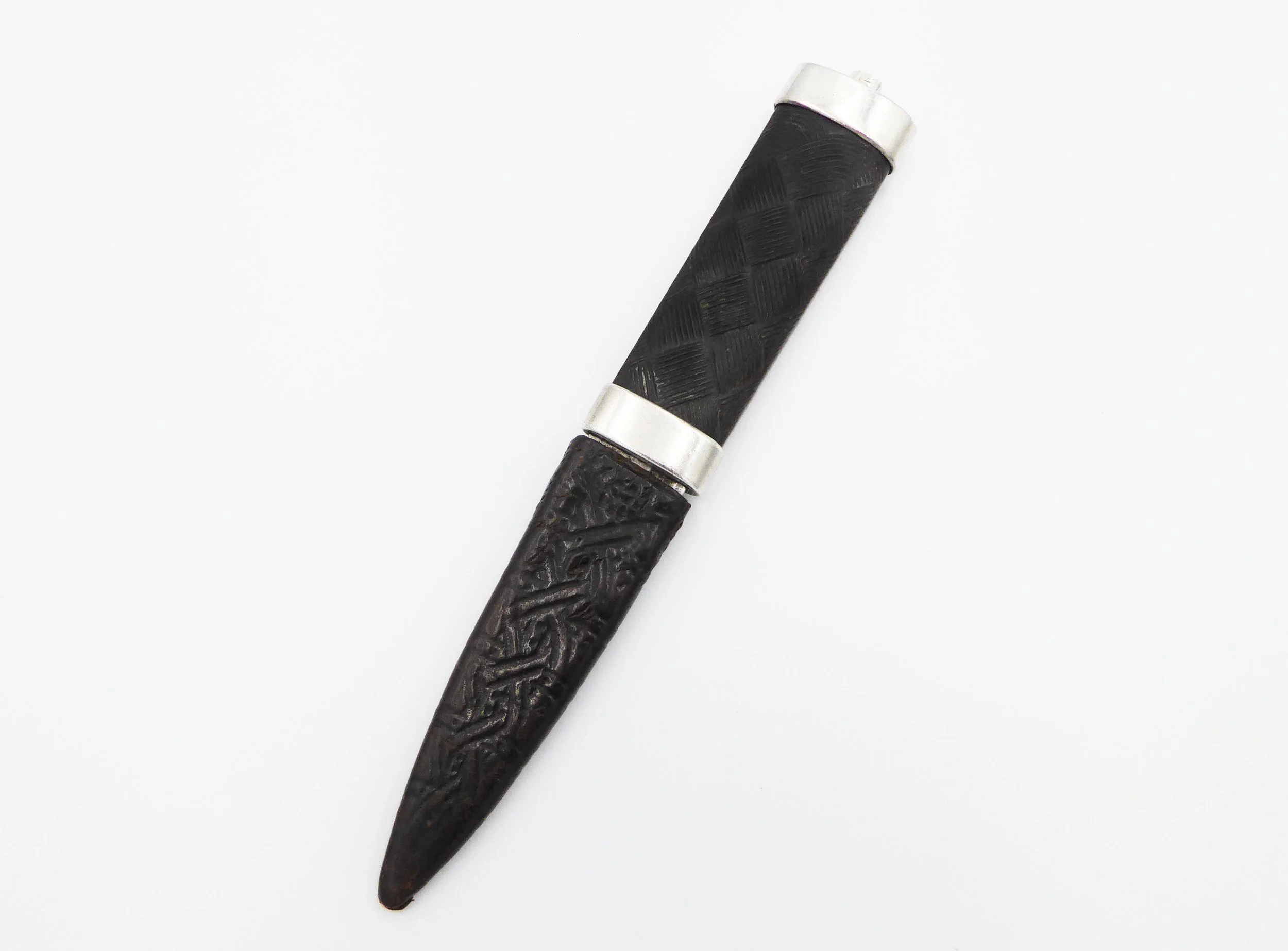 A late Victorian Scottish white metal mounted sgian dubh, unmarked, c.1890 - front 2