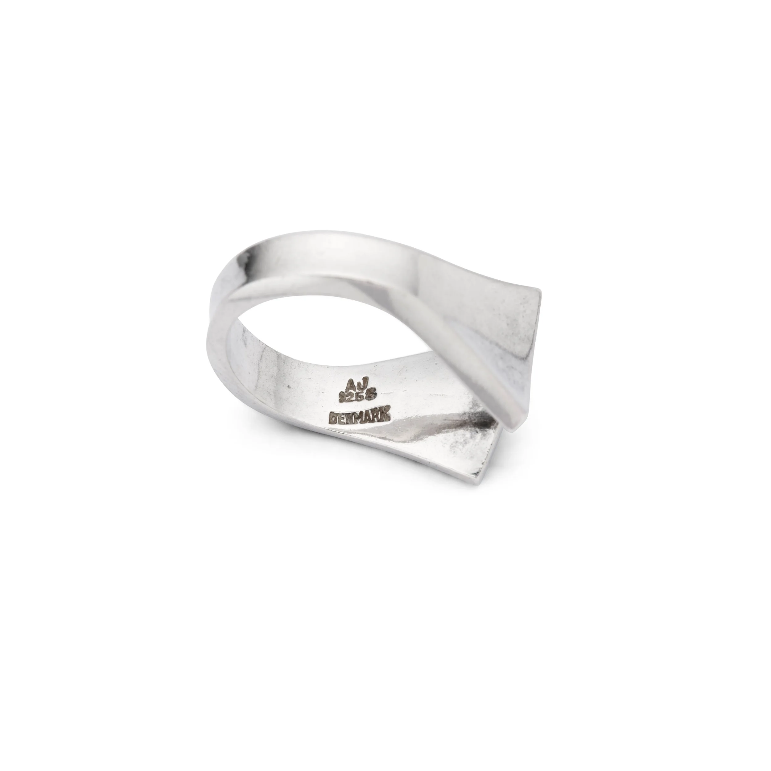 Modernist silver ring by Arne Johansen, Denmark - marks