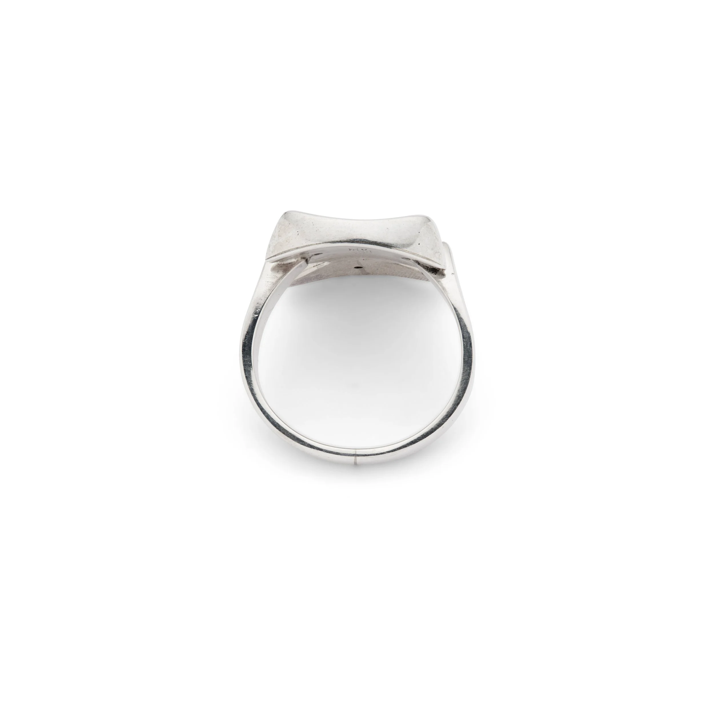 A silver modernist ring, Art Deco inspired, by Georg Jensen, probably designed by Arno Malinowski, Denmark - side