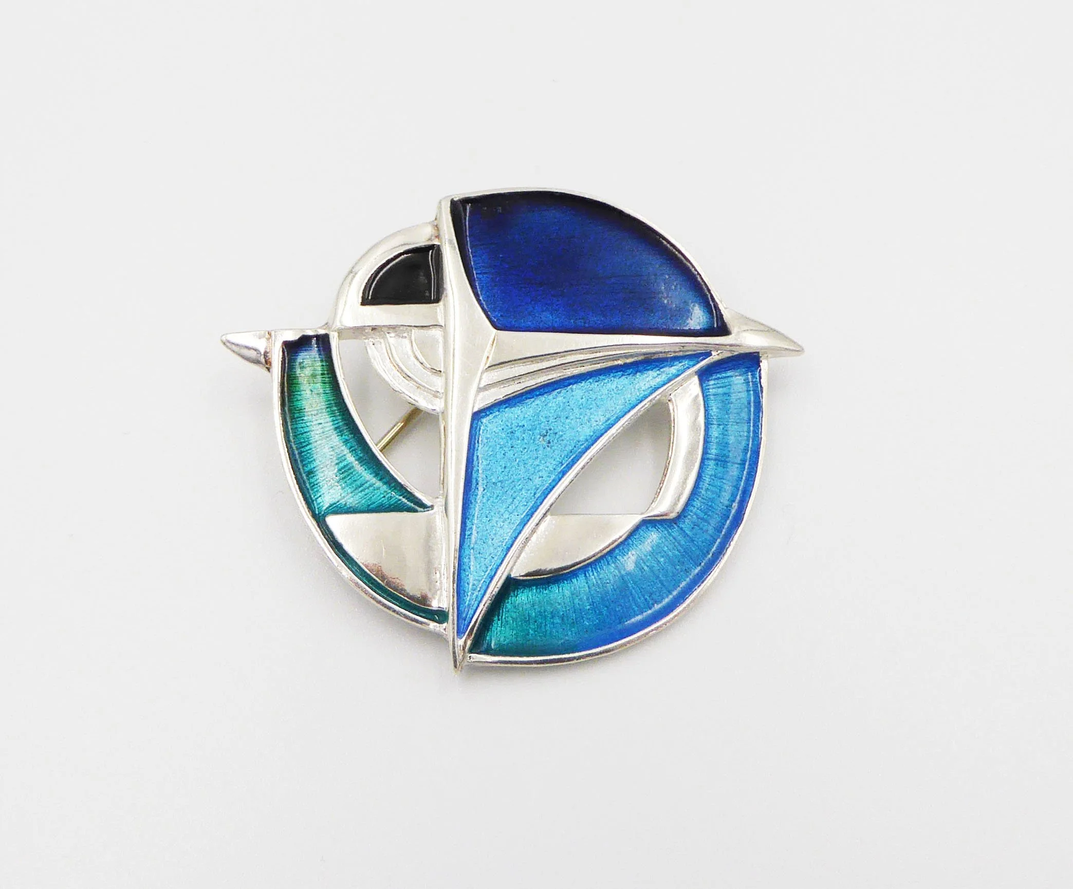 Sliver and Enamel Art Deco Inspired Brooch by Pat Cheney, Argyll