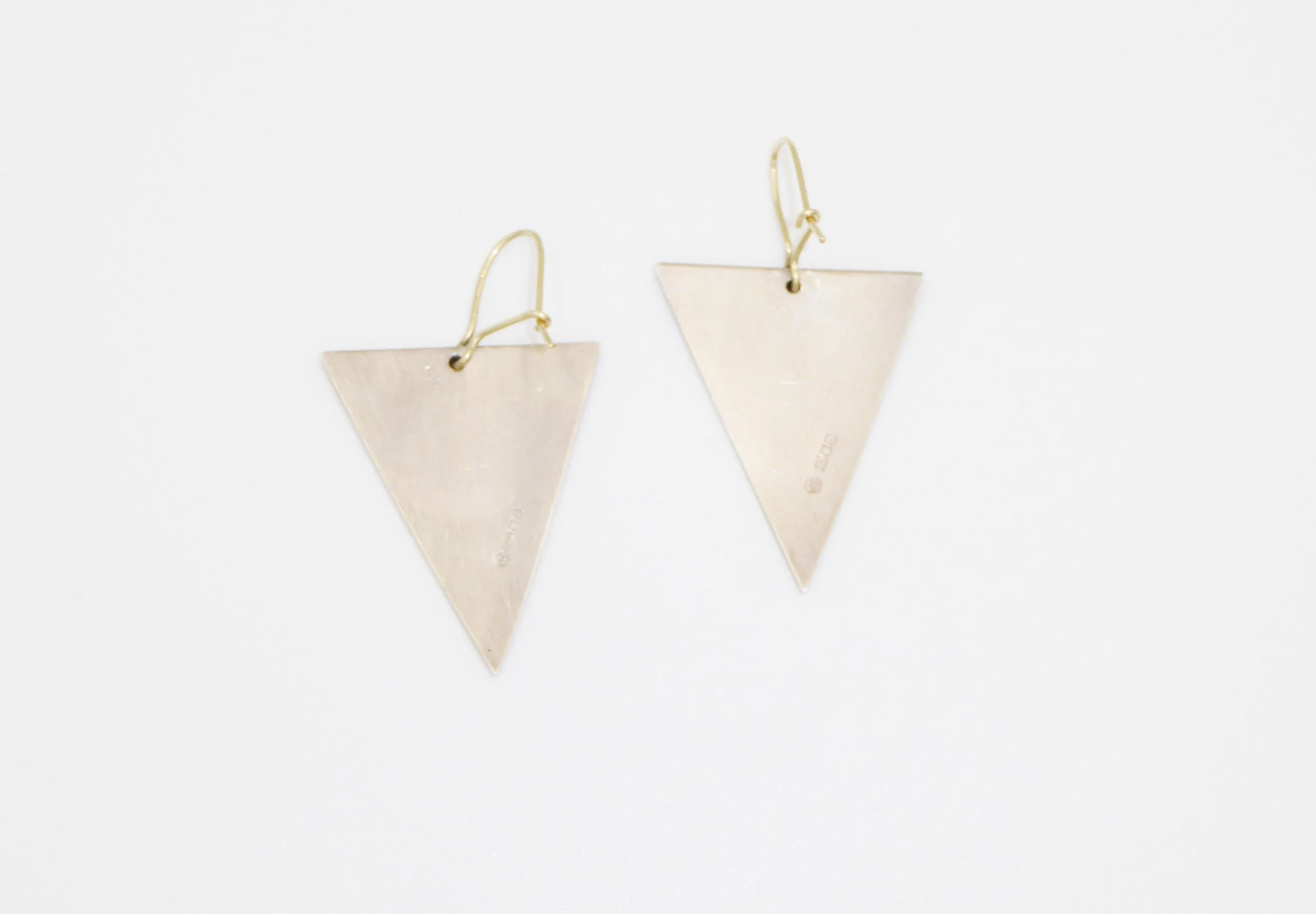 Silver and enamel drop earrings by Jane Short, Brighton, hallmarked London, 1985 - reverse