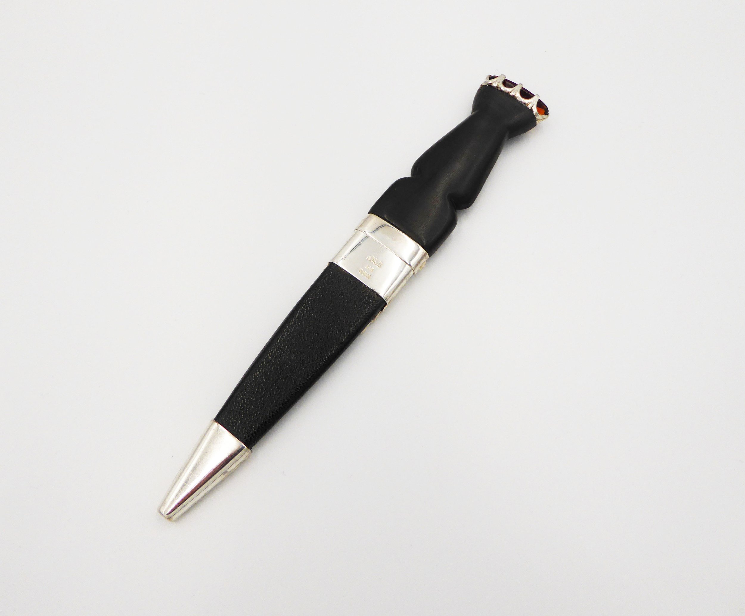 Vintage Scottish silver mounted sgian dubh by Thomas Ebbutt, Edinburgh, 1960 - reverse