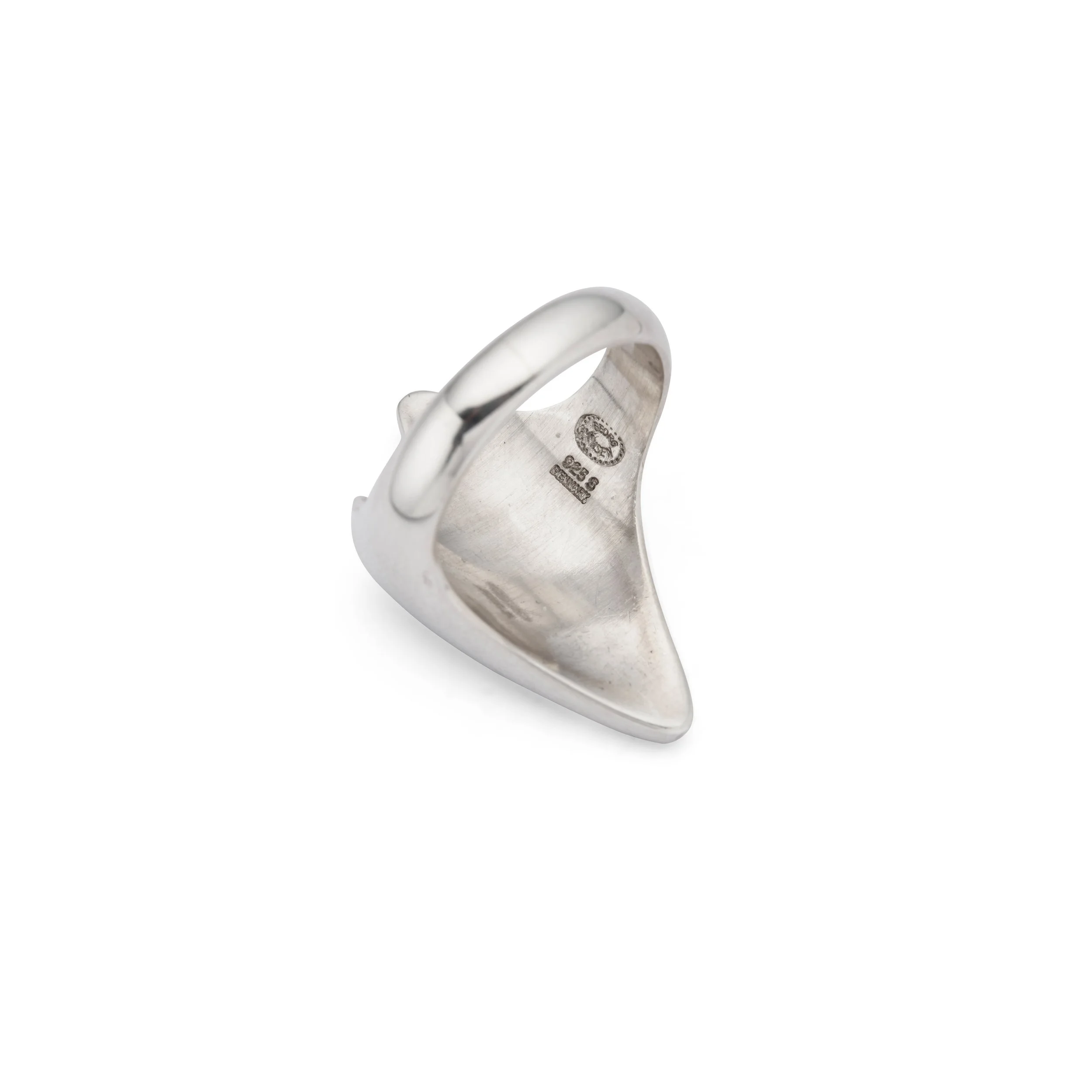 Modernist silver ring by Georg Jensen, 1973, designed by Henning Koppel, Denmark - reverse