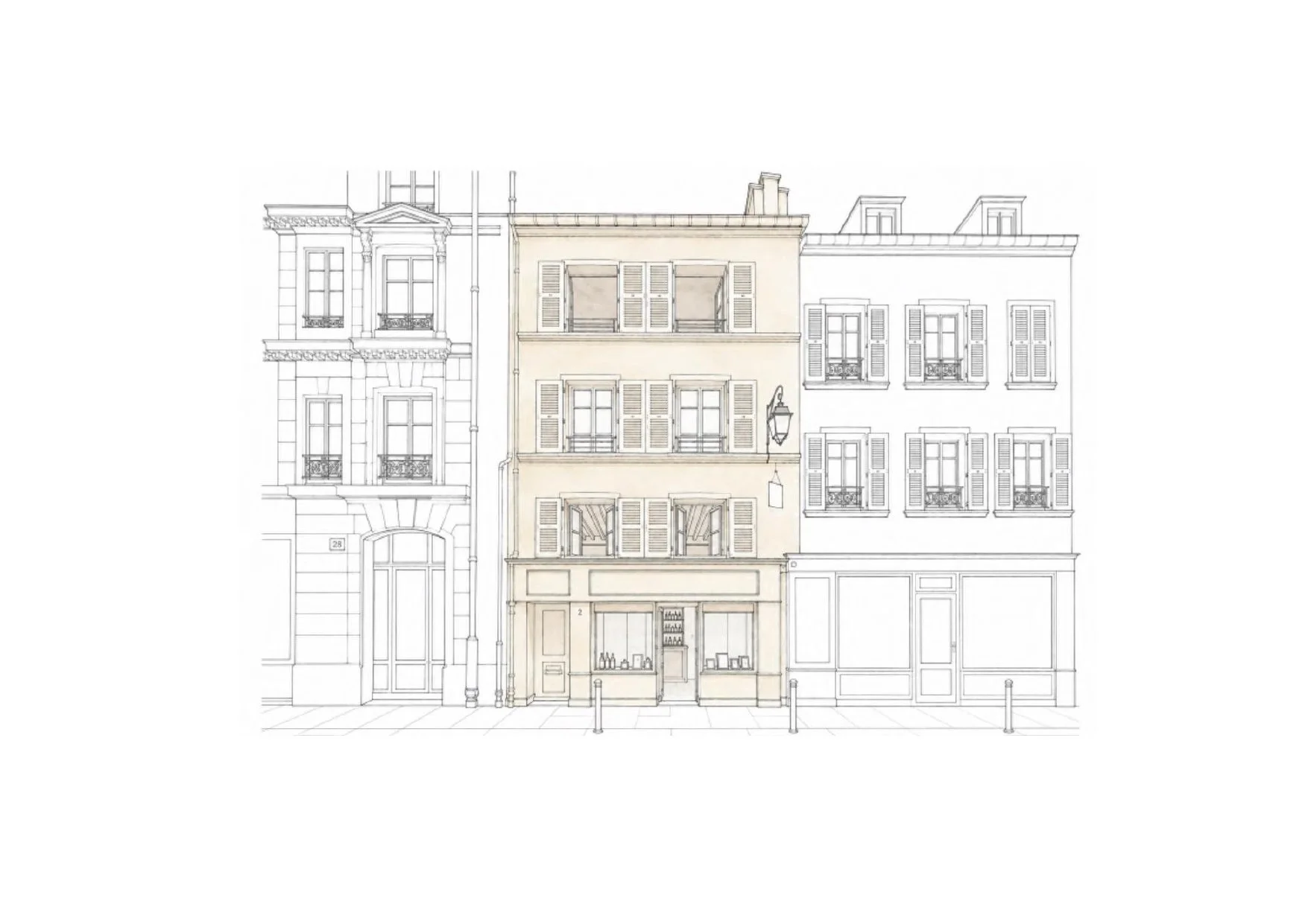 Dans une jolie rue du Haut Marais, un charmant petit immeuble