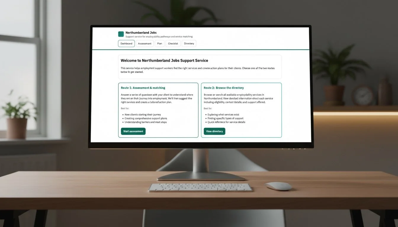 Support services directory shown on a desktop PC