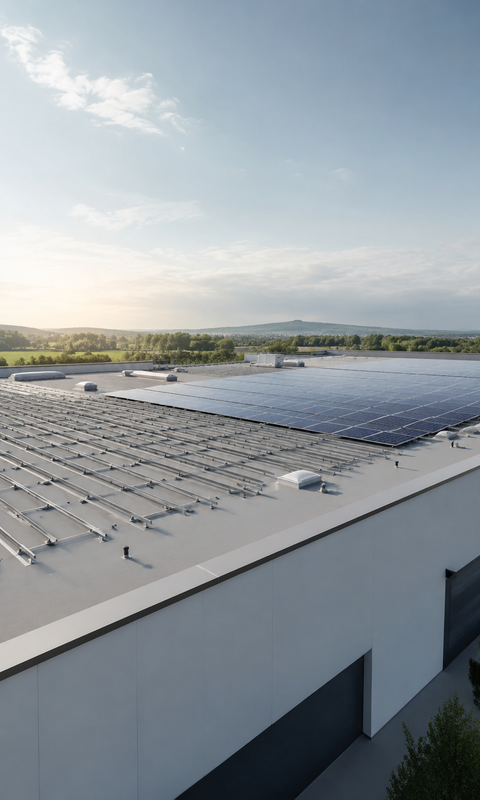 Gewerbedach mit Photovoltaik als Entscheidung zwischen Verpachtung und Eigenbetrieb
