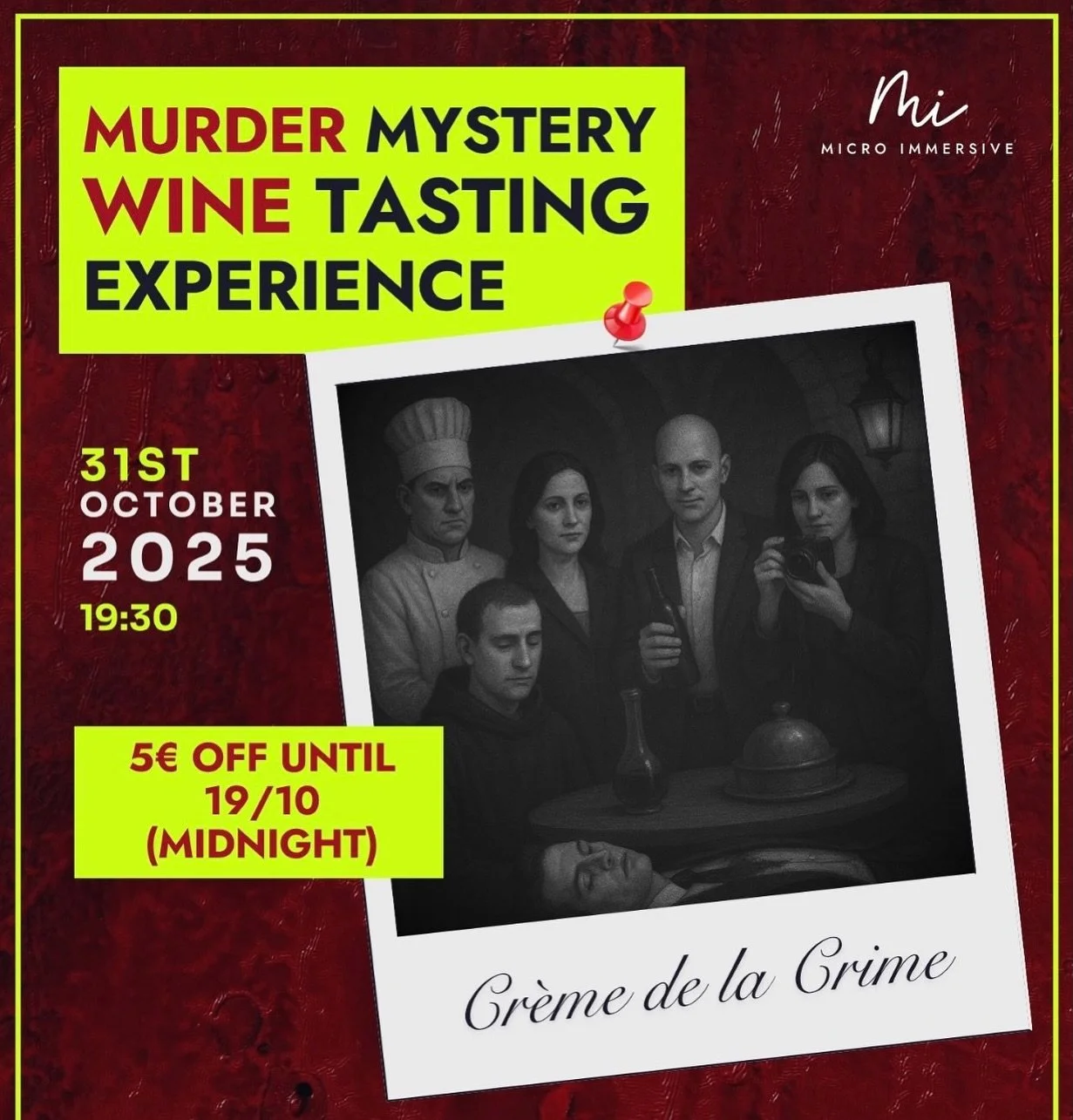 This Halloween, the shadows come alive&hellip; and so does the mystery.

Step into the Cellar Society for an exclusive, immersive evening where fine wine meets deadly secrets. Hosted in the cellar of Madrid and Darracott, &ldquo;Cr&egrave;me de la Cr
