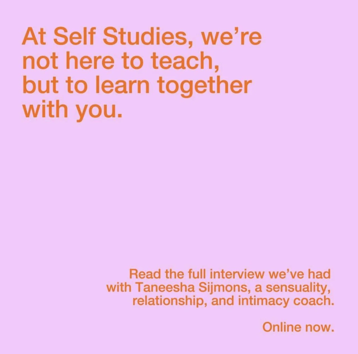 Interview Self Studies: Lessons on Sensuality & Eroticism 