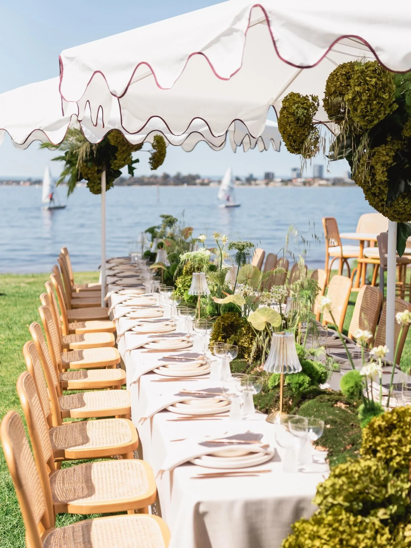 The sun is here and the shade is out ~ our new premium wave with burgundy trim for @confettiandcoevents