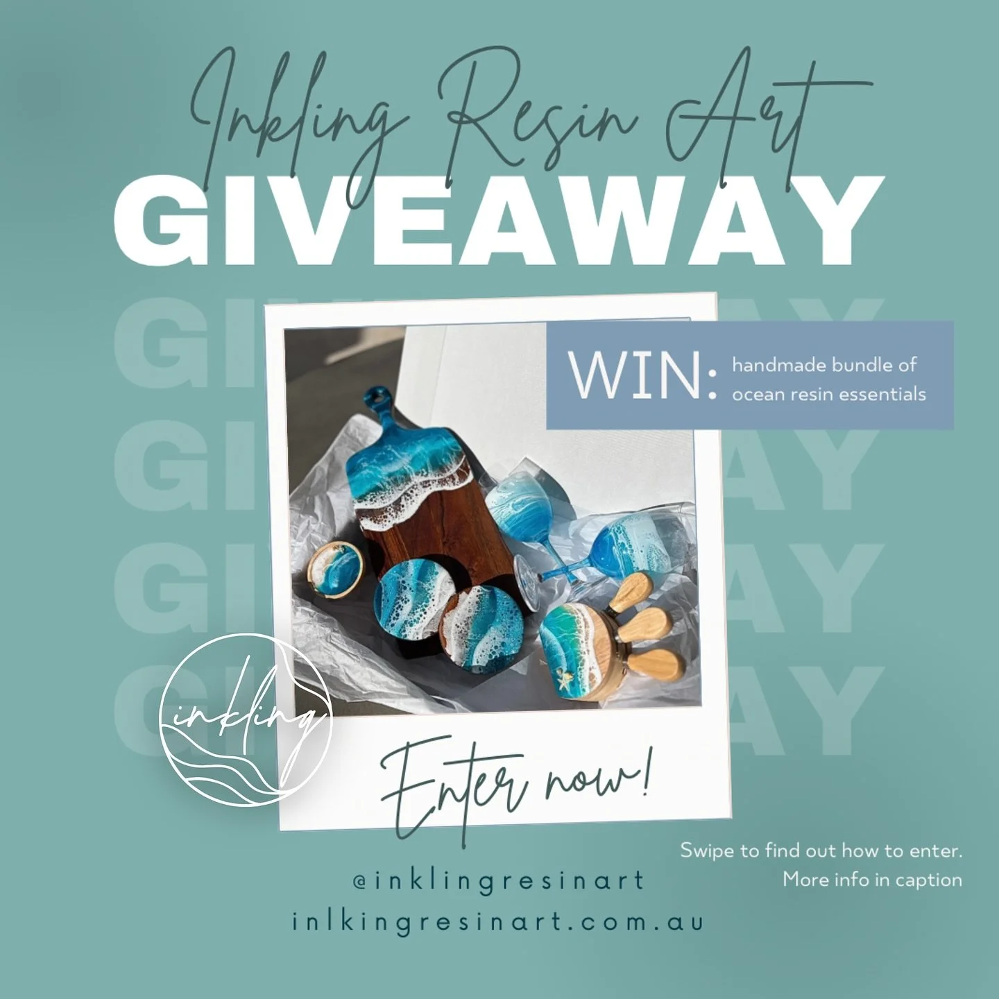 💫🙌🩵🌊🐚 Inkling Resin Art Giveaway!💫🙌🩵🌊🐚

**How to Enter:**
1. Follow us on Instagram: @inklingresinart
2. Like this post and tag 3 friends in the comments.
3. Share this post to your story and tag us!

**What You&rsquo;ll Win:**
A stunning b