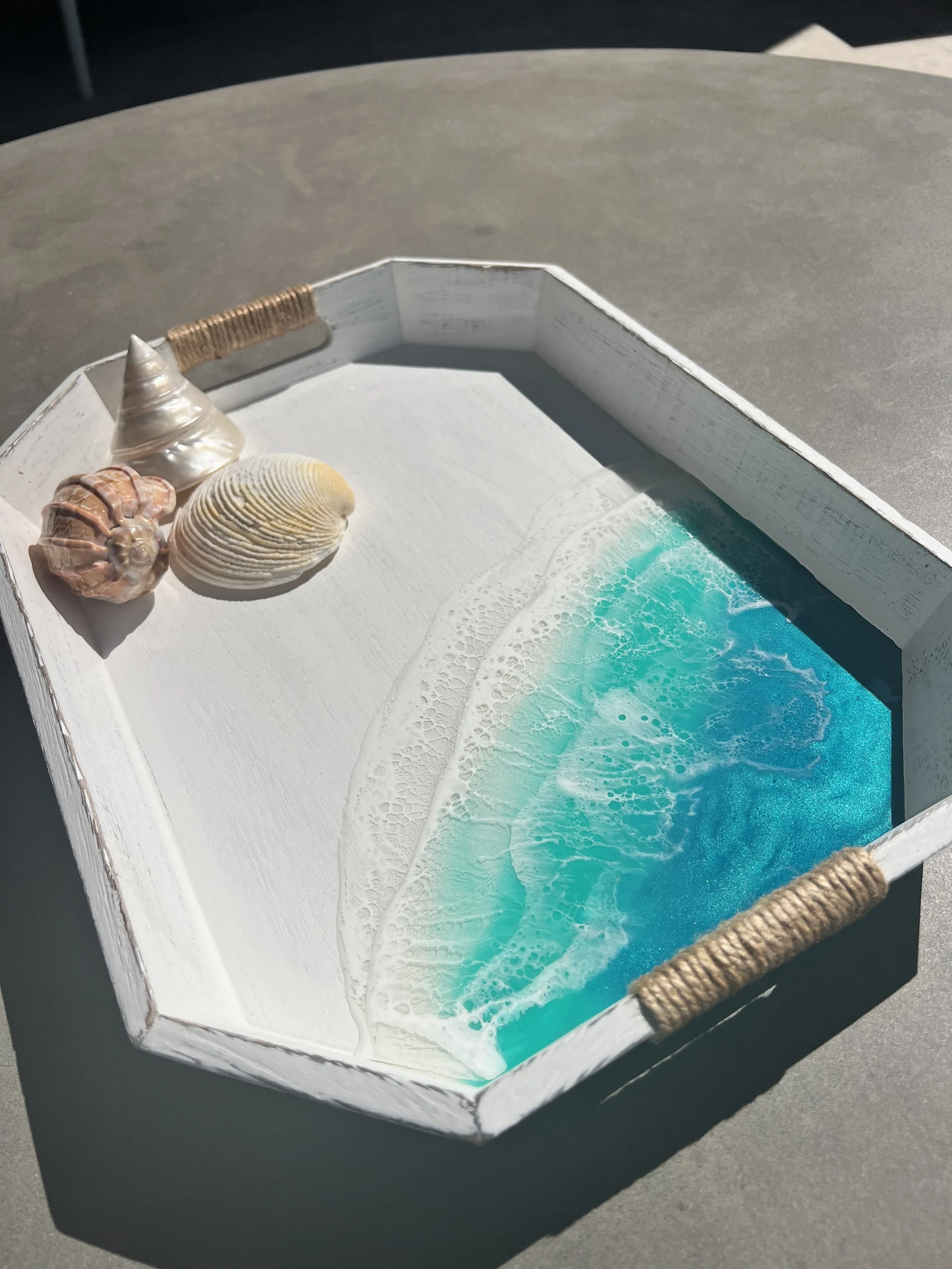 Whitewash Resin Serving Tray