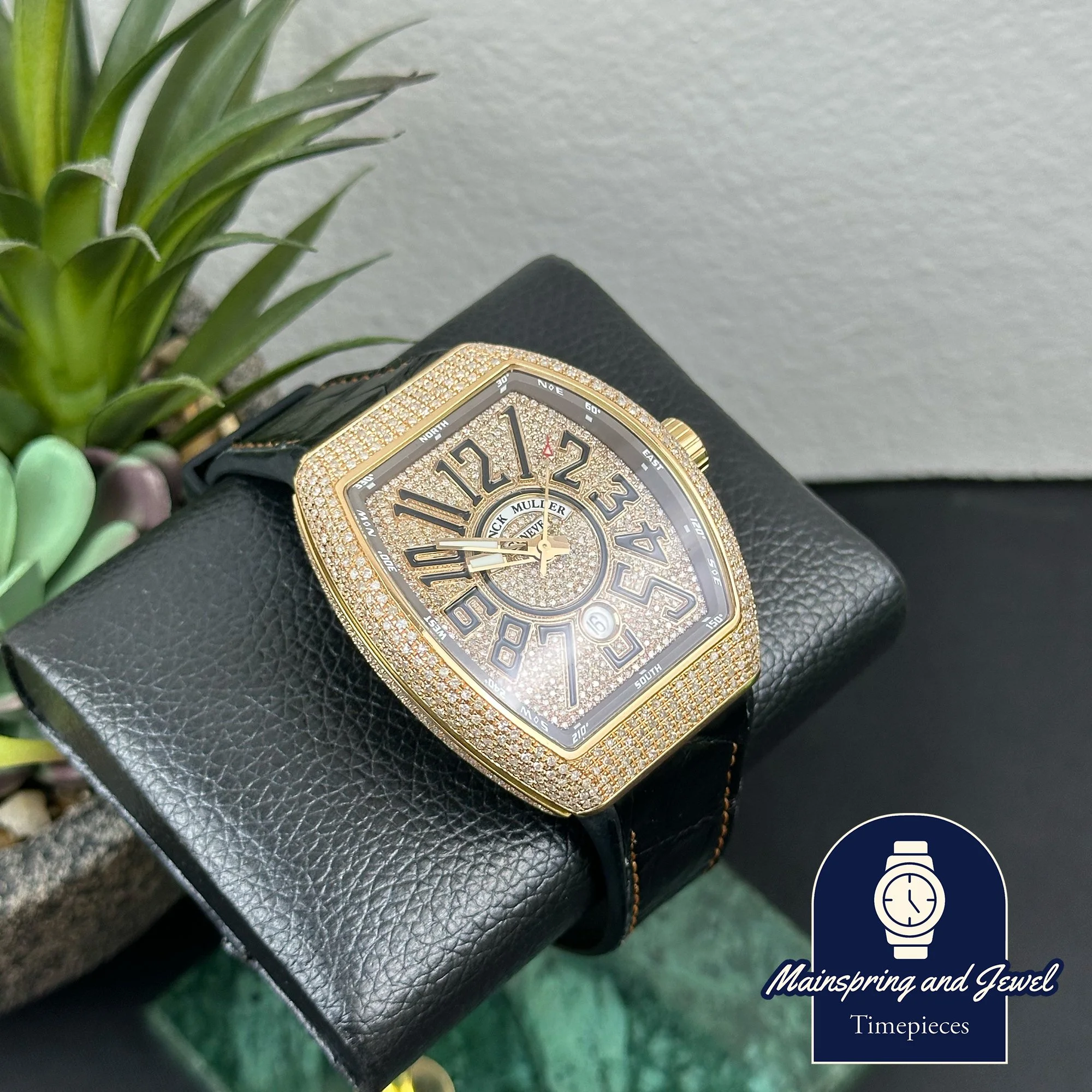 Franck Muller V45 Rose Gold - Aftermarket Bussdown w/ Black Diamond Dial