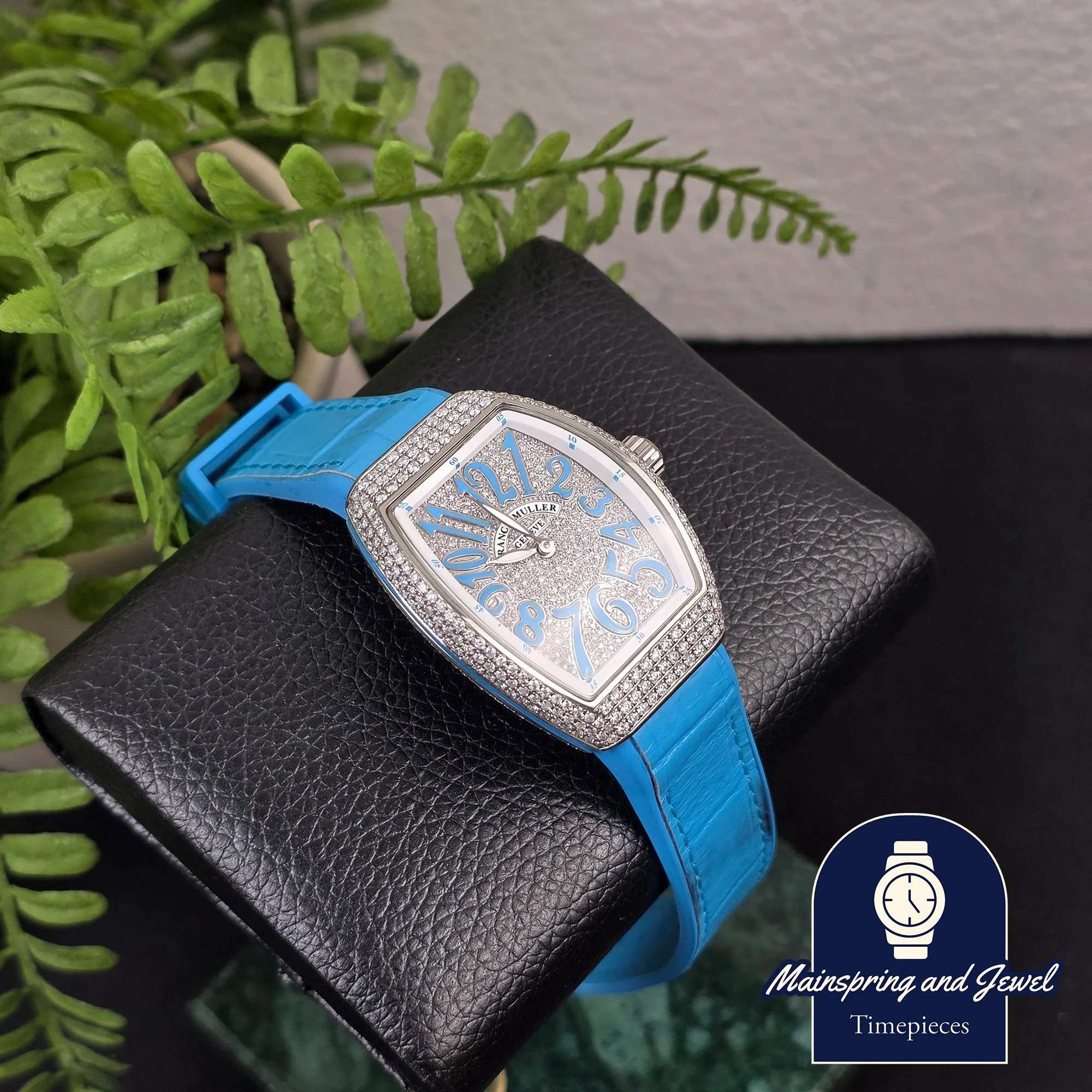 Franck Muller V32 - Aftermarket Bussdown w/ Baby Blue Diamond Dial
