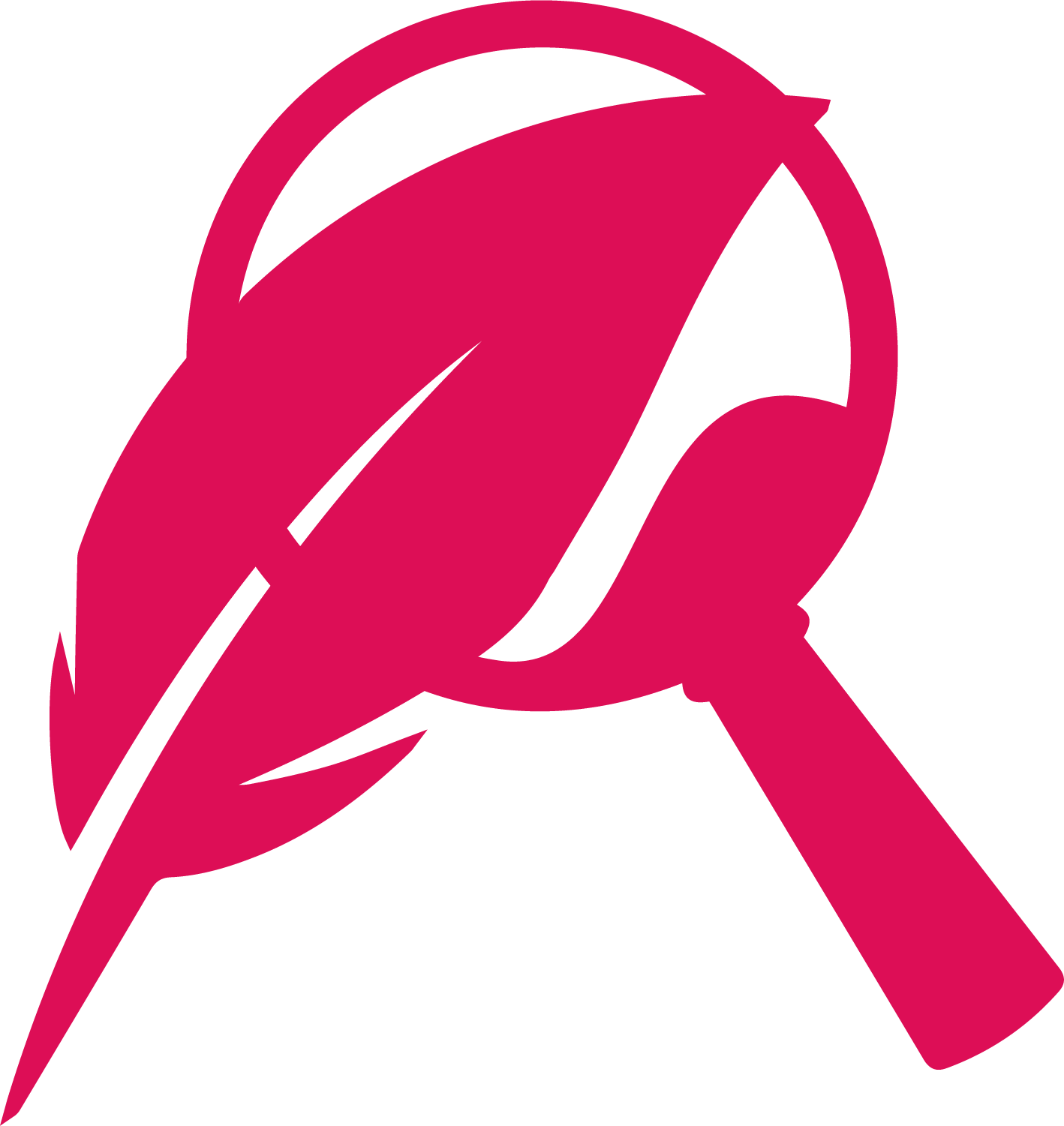 Logo de Dolorès, composé d'une loupe et d'une plume