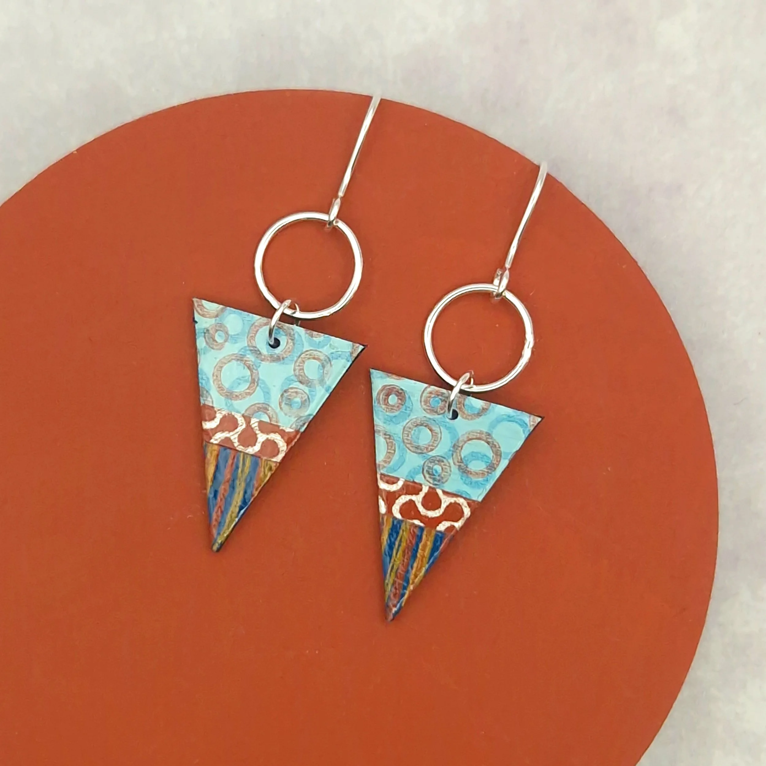 Triangle Earrings Hook -  Turquoise Terracotta