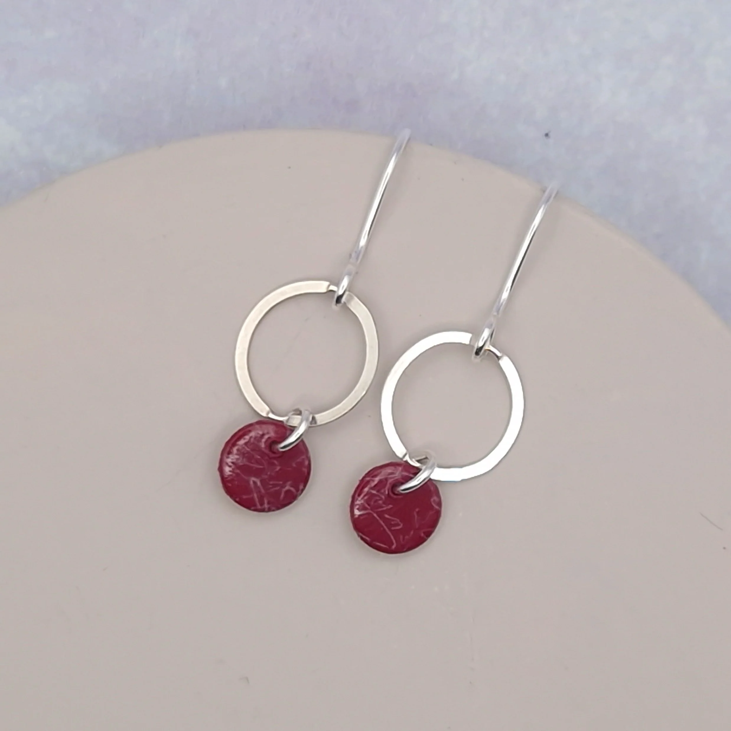 Round Droplet Earrings -  Autumn Red