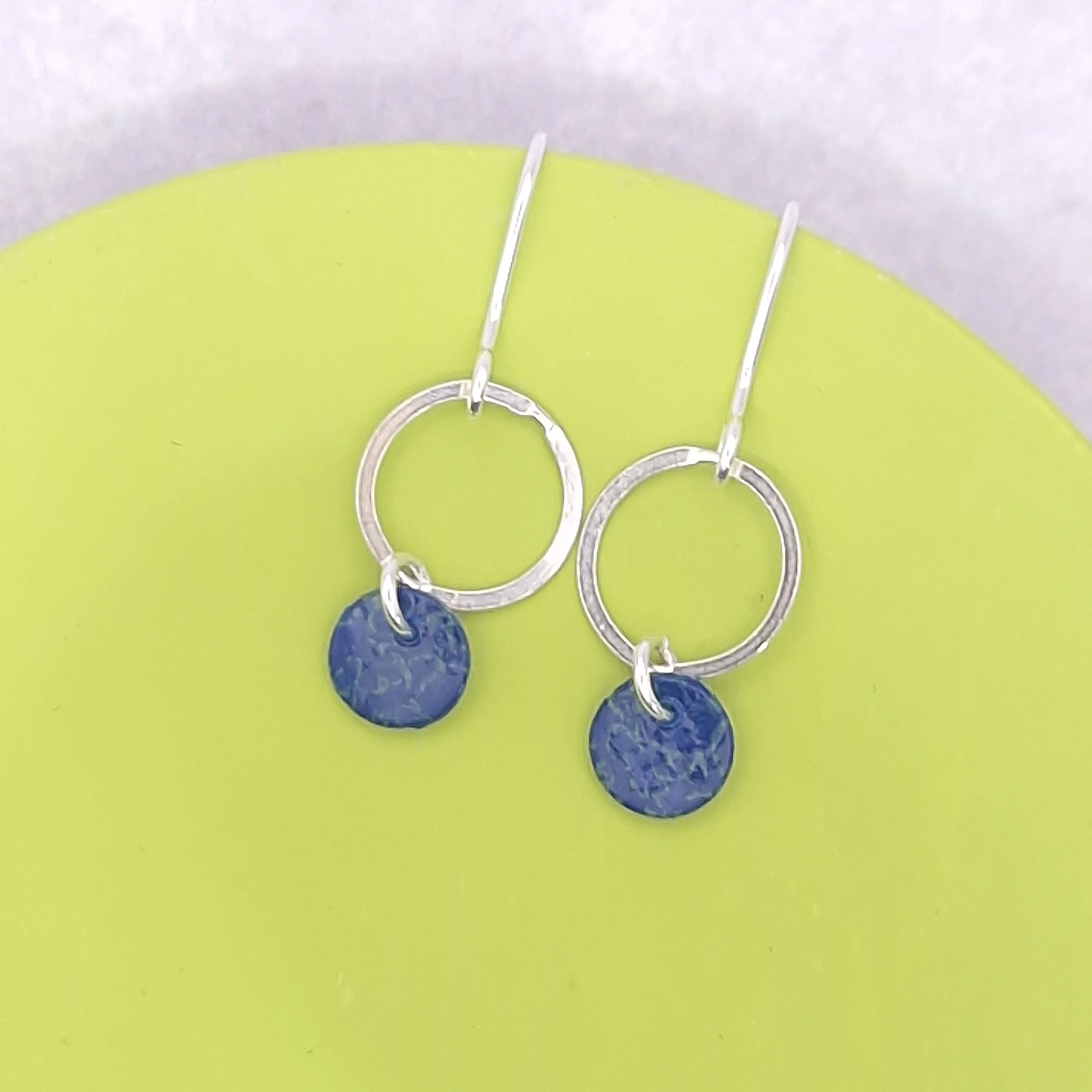 Round Droplet Earrings -  Blue
